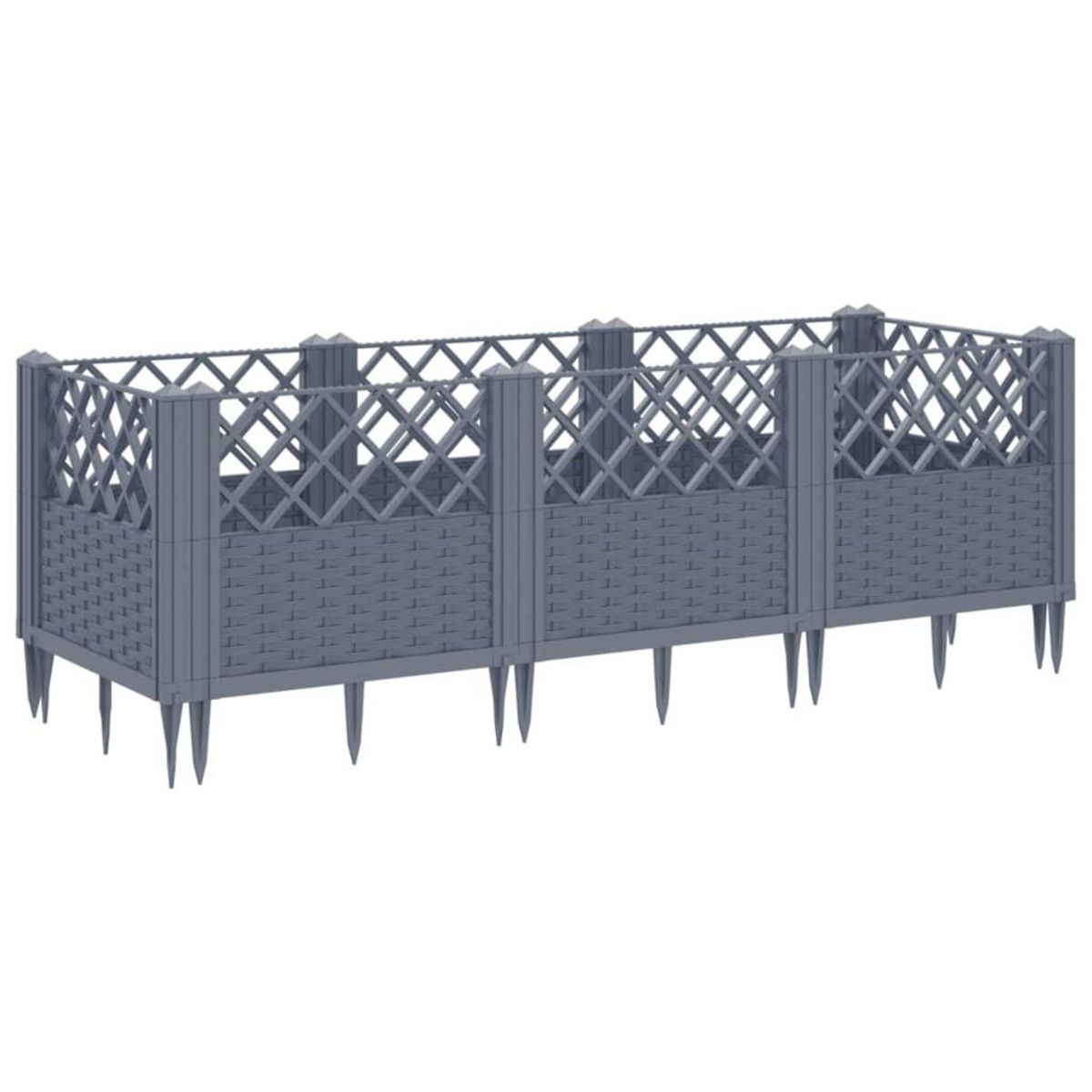 VIDAXL Jardiniere avec piquets bleu gris 123,5x43,5x43,5 cm PP