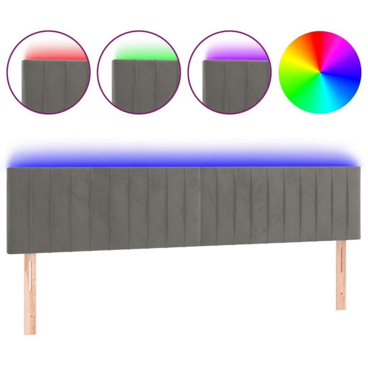 VIDAXL Tete de lit a LED Gris clair 160x5x78/88 cm Velours