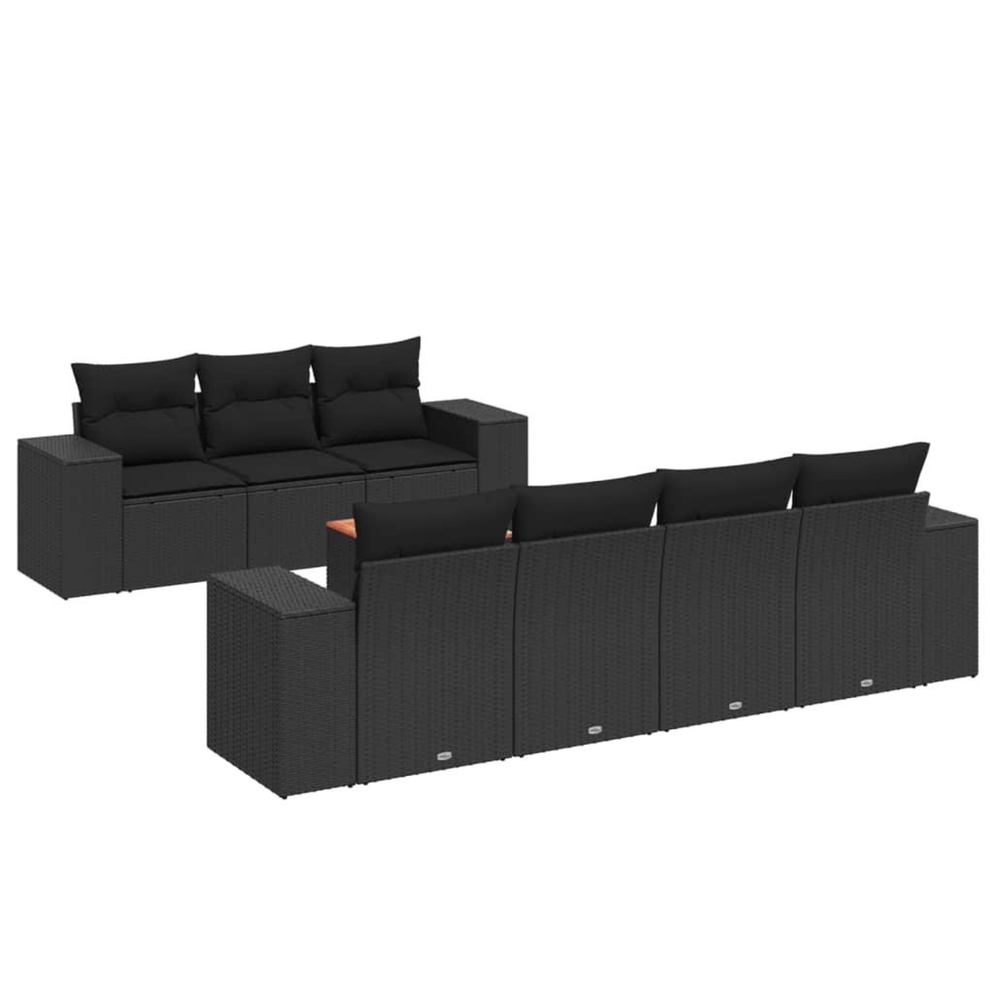 Voir la diapositive 2 : VIDAXL Salon de jardin 8 pcs avec coussins noir resine tressee