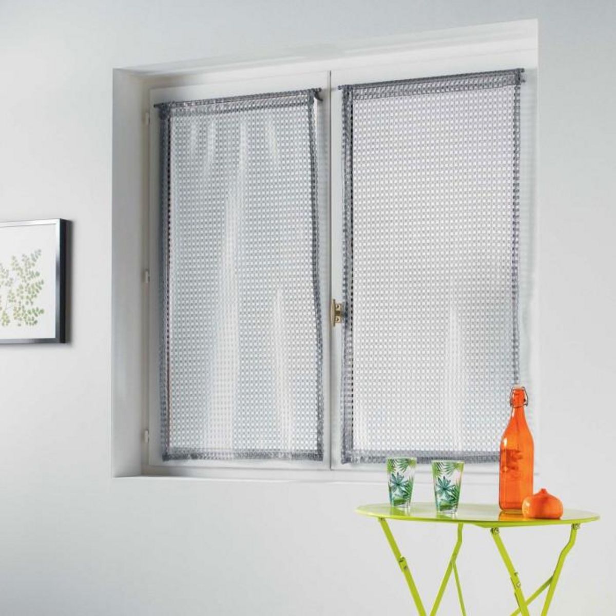 Paris Prix Paire de Voilages Maille  Cadria  60x90cm Gris