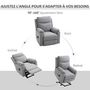 Voir la diapositive 5 : HOMCOM Fauteuil de relaxation électrique - fauteuil releveur inclinable avec repose-pied ajustable et télécommande - tissu polyester aspect lin gris clair chiné