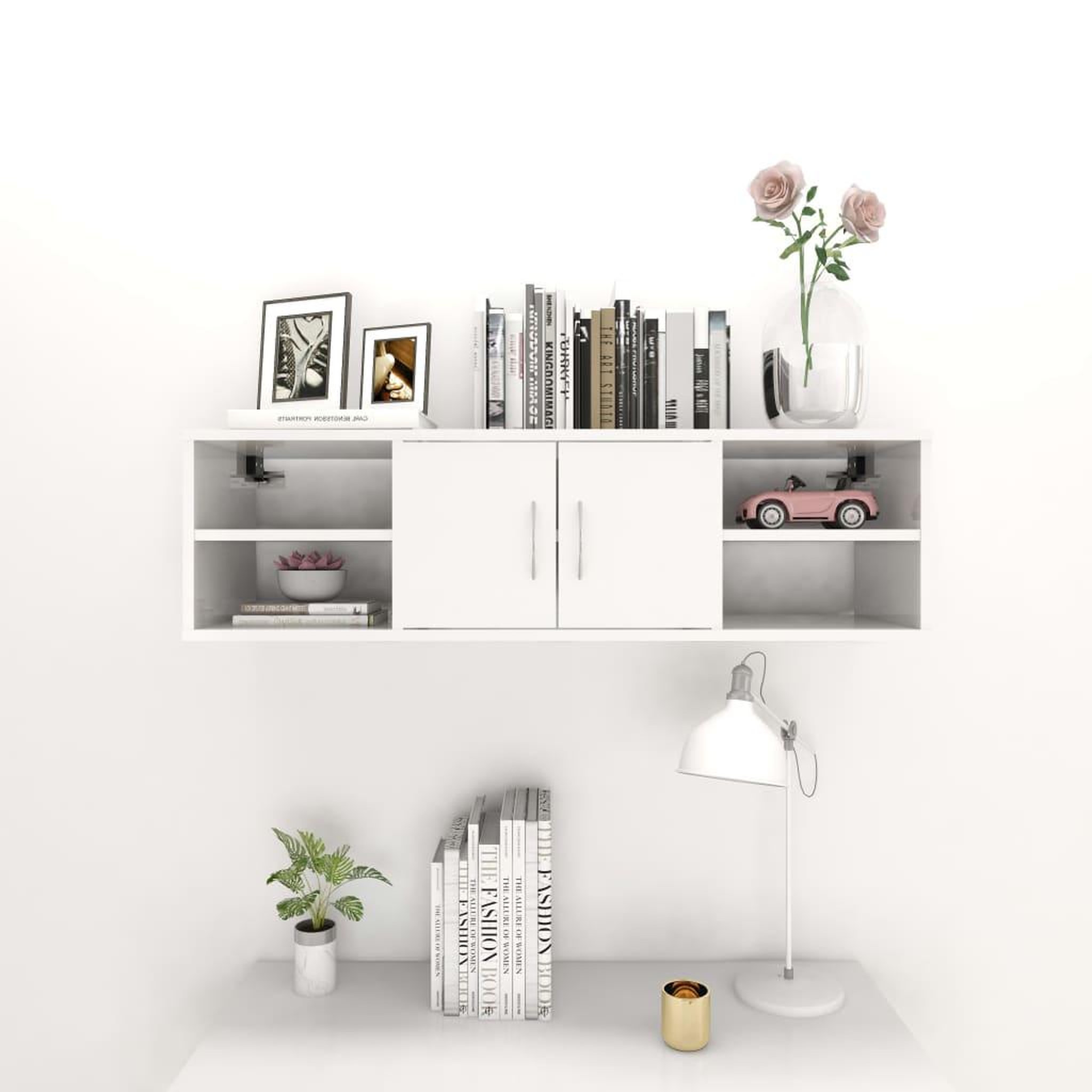 Voir la diapositive 3 : VIDAXL Etagere murale Blanc brillant 102x30x29 cm Bois d'ingenierie