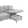 Voir la diapositive 4 : MARKET24 Canapé d'angle convertible réversible 4 places GERAUD - Tissu Gris - Coffre de rangement - L 210 x P 147 x H 90 cm