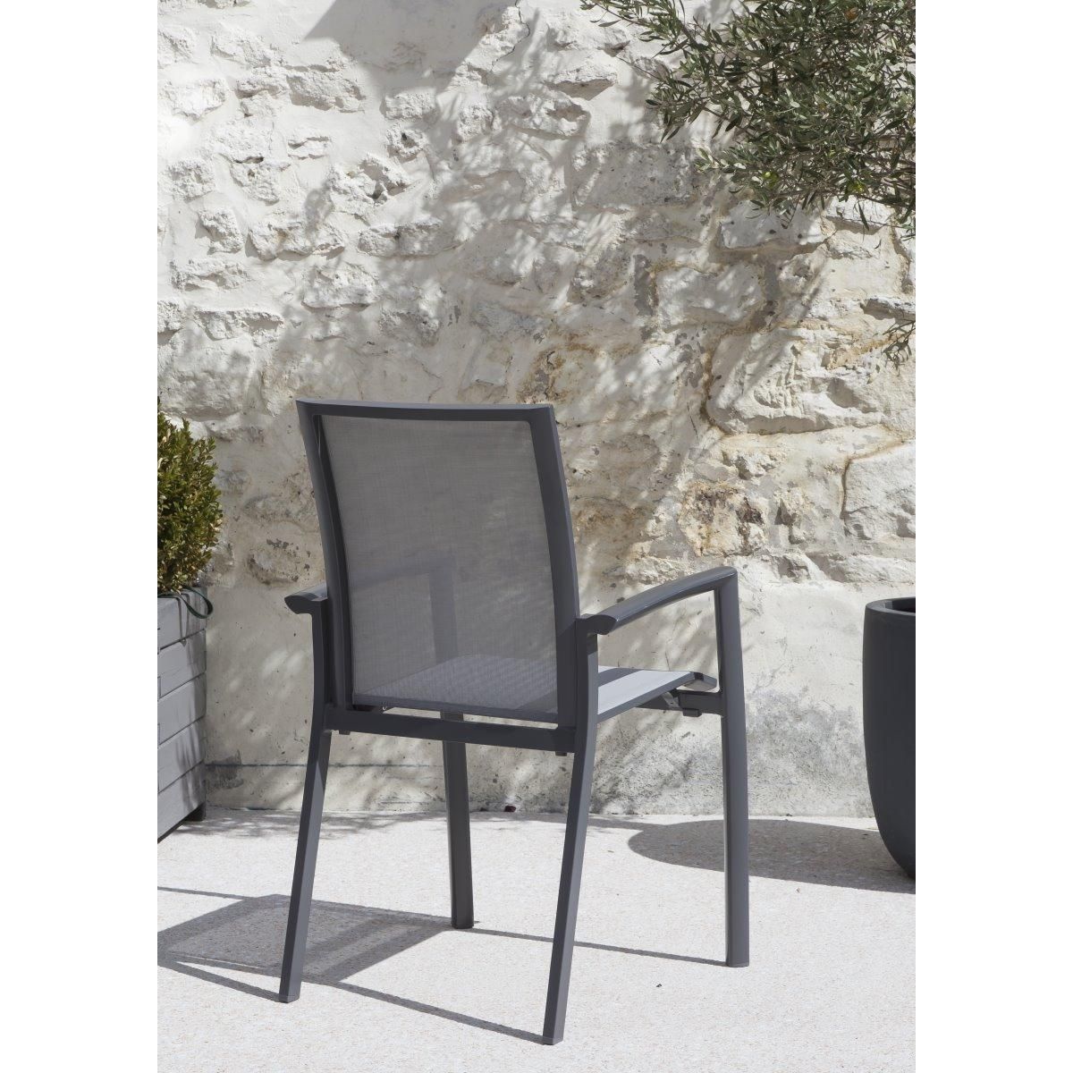 Fauteuil de jardin empilable aluminium textilène TREFLE