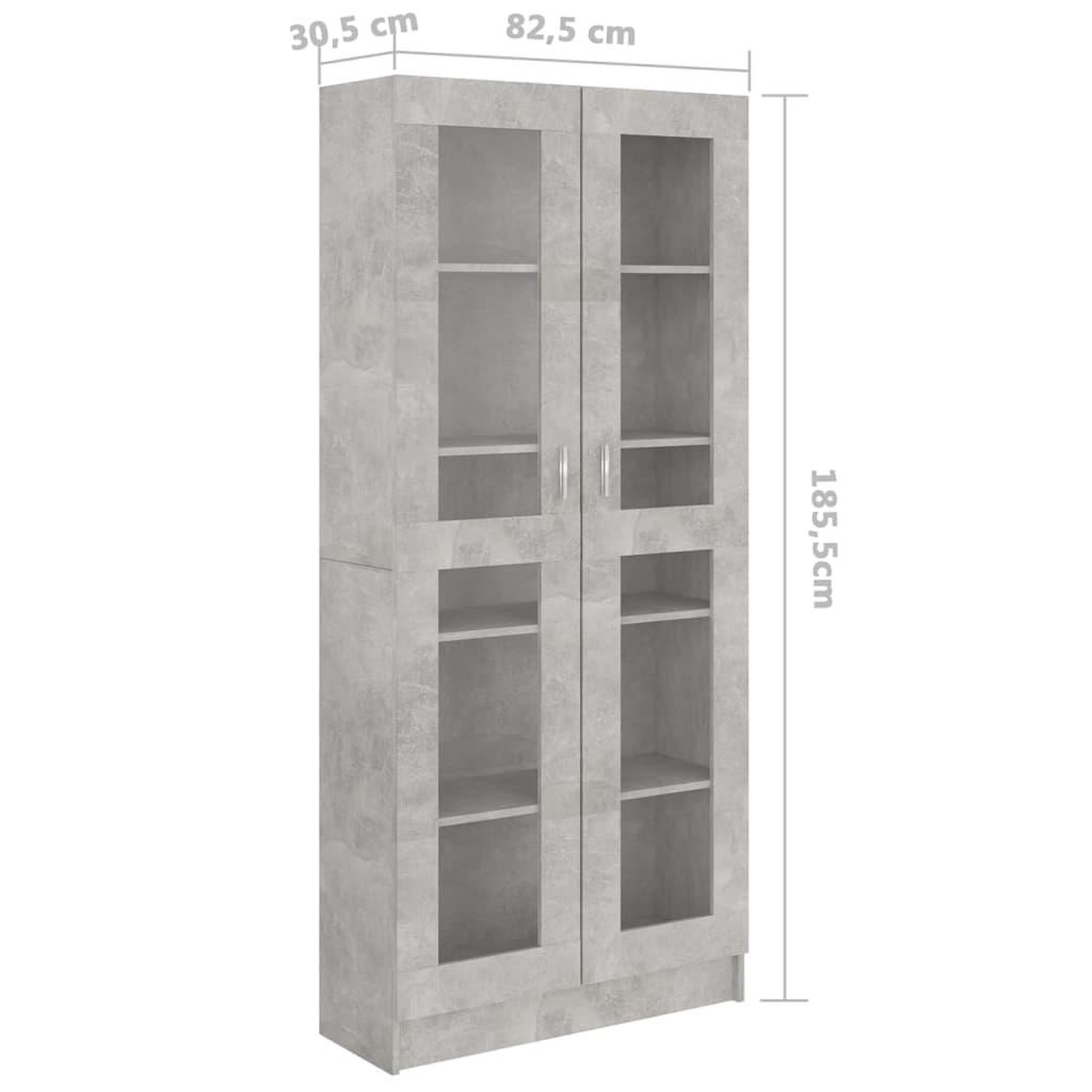 Voir la diapositive 6 : VIDAXL Armoire a vitrine Gris beton 82,5x30,5x185,5 cm Bois ingenierie