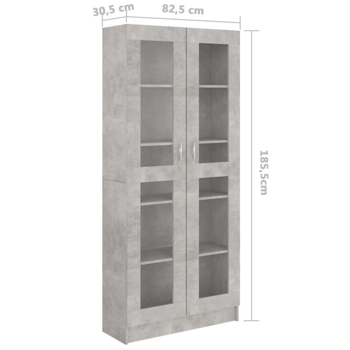 VIDAXL Armoire a vitrine Gris beton 82,5x30,5x185,5 cm Bois ingenierie