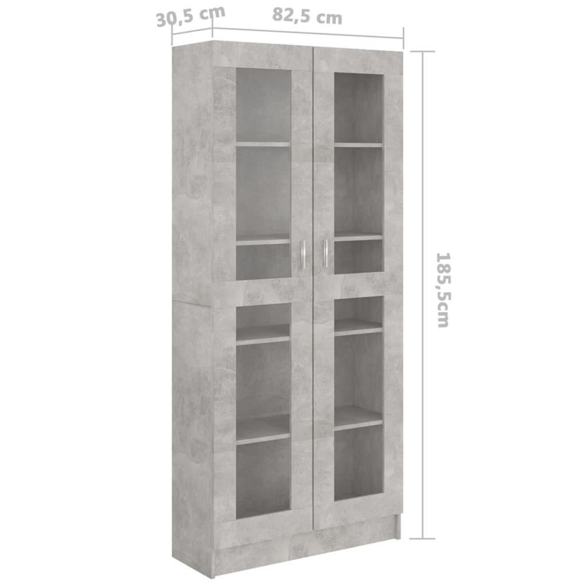 VIDAXL Armoire a vitrine Gris beton 82,5x30,5x185,5 cm Bois ingenierie