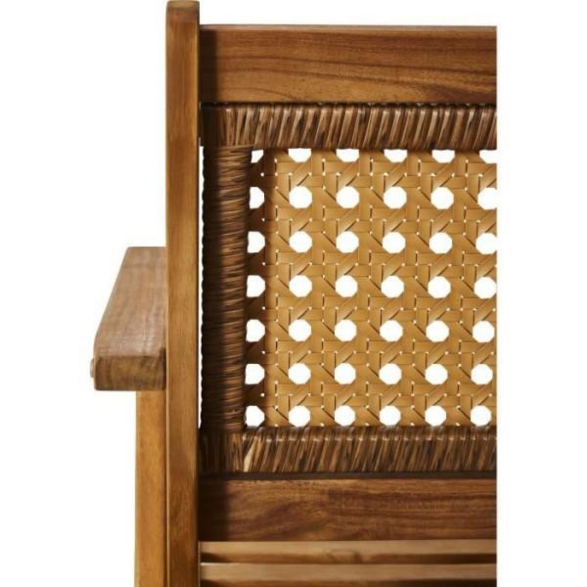 BOCARNEA Banc de jardin LIANZA - 2 places - Acacia et cannage en résine tressée - L121 x H71 x P78 cm