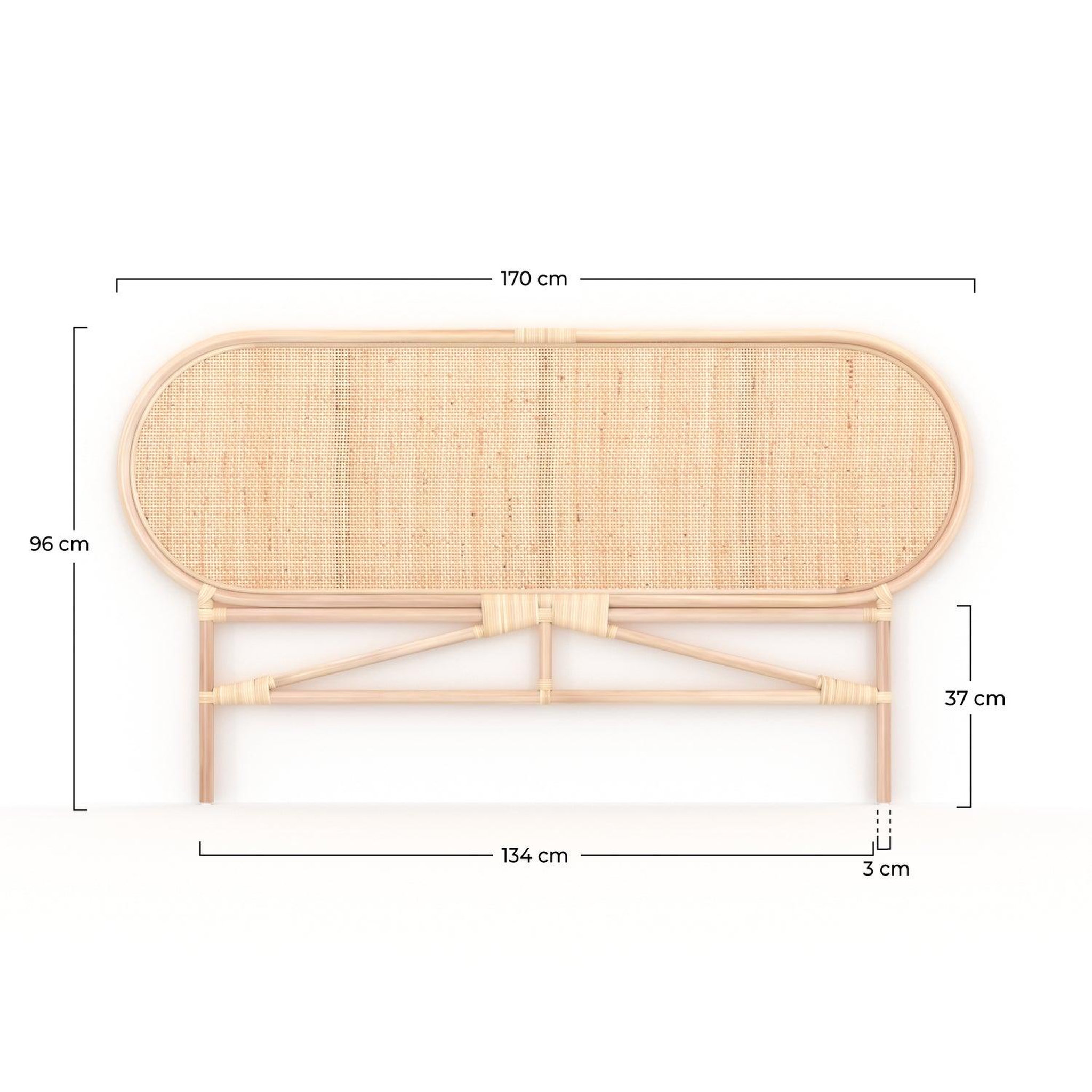 Voir la diapositive 4 : MAISON PAVANE Tête de lit en rotin naturel 140 cm-navahino