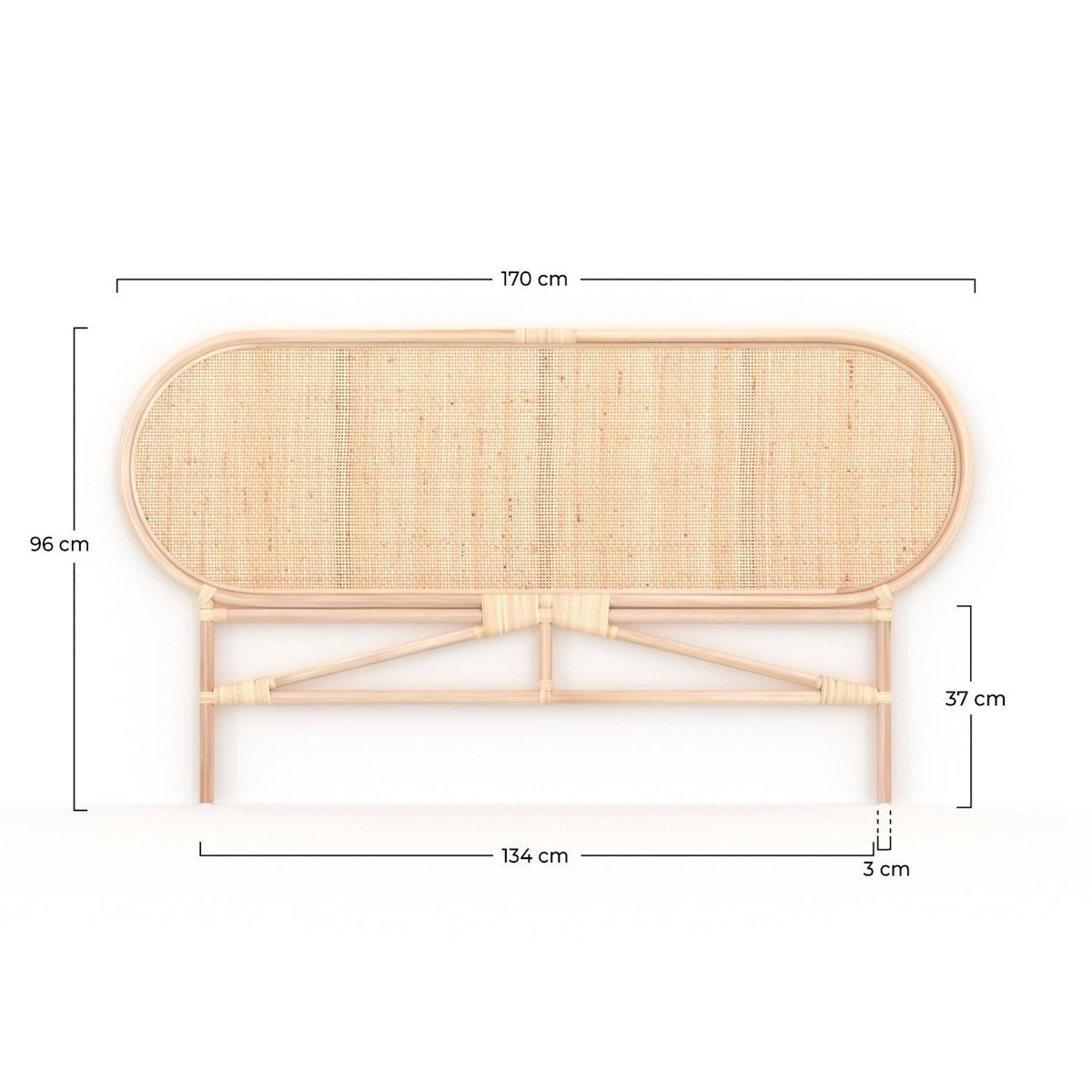 Rendez vous déco Tête de lit en rotin naturel 140 cm-Navahino
