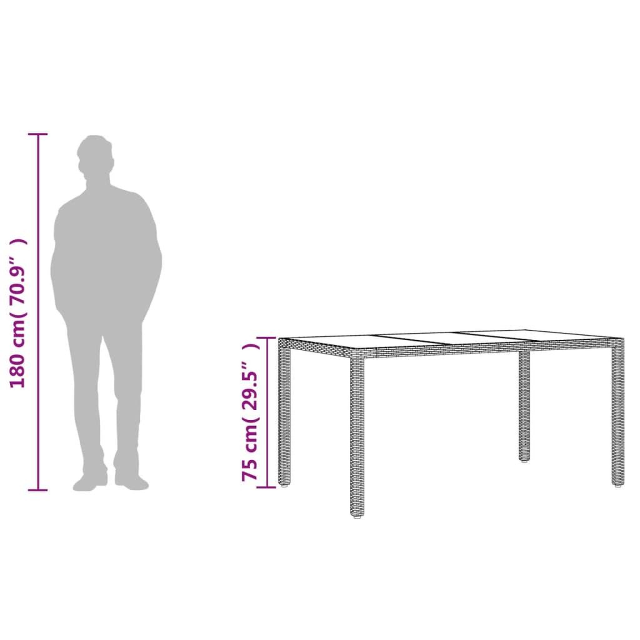 Voir la diapositive 6 : VIDAXL Table de jardin dessus en verre Gris 150x90x75cm Resine tressee