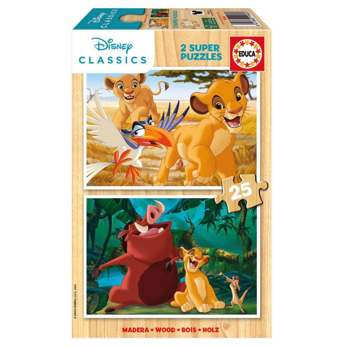 EDUCA Puzzles 2 X 25 pcs Le roi Lion en bois
