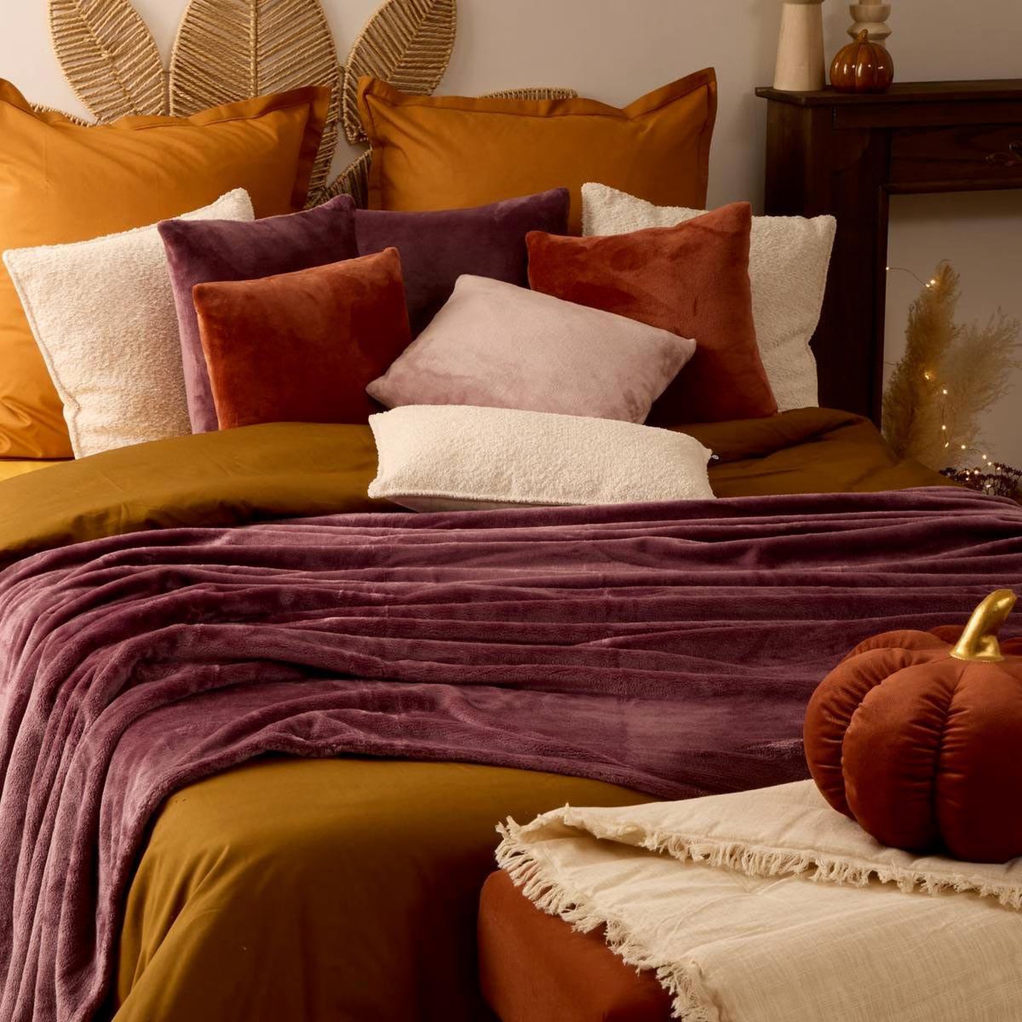 Voir la diapositive 4 : ATMOSPHERA Plaid en flanelle uni  ollis  180x230cm violet