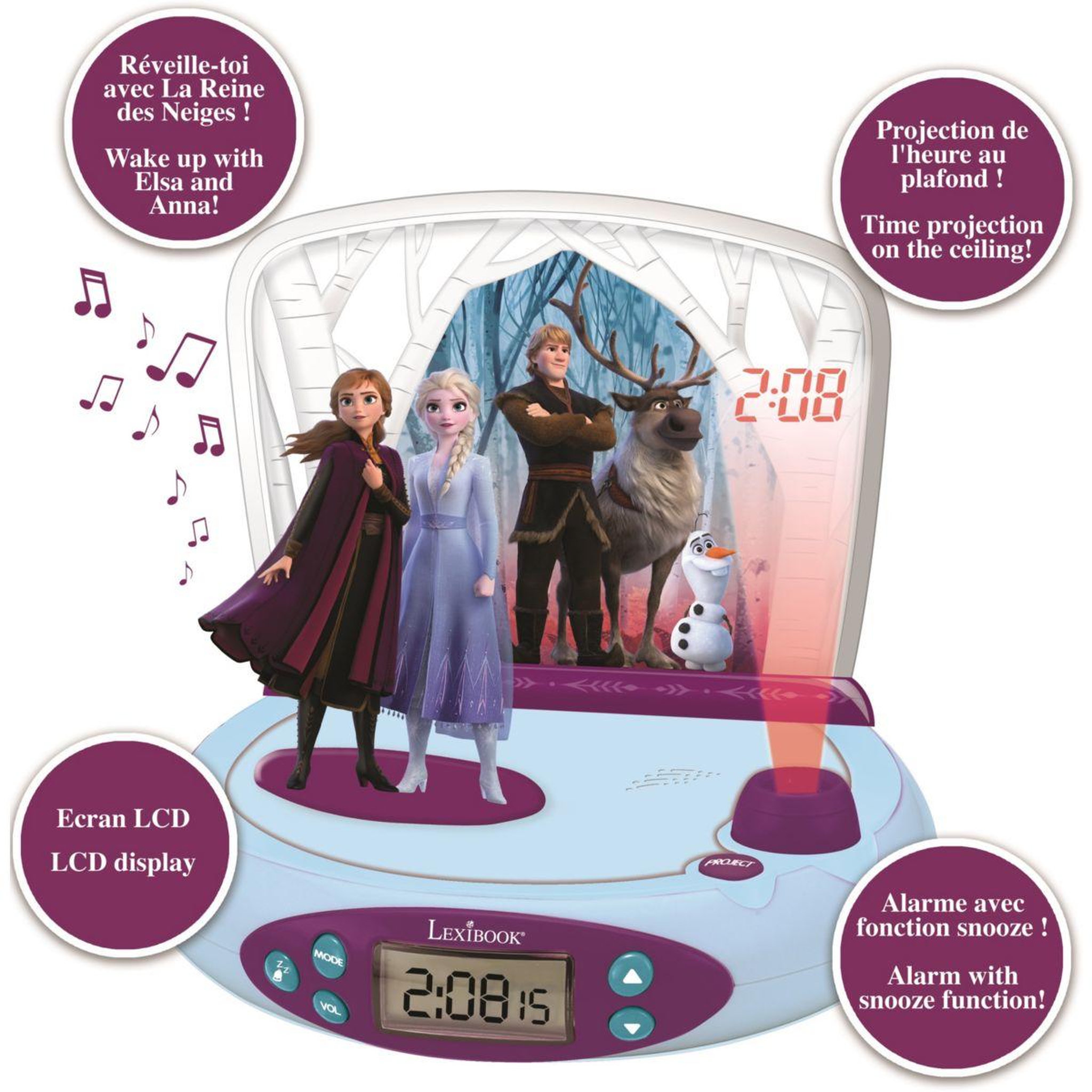 Voir la diapositive 2 : Lexibook Réveil rp510fz projecteur disney frozen ii