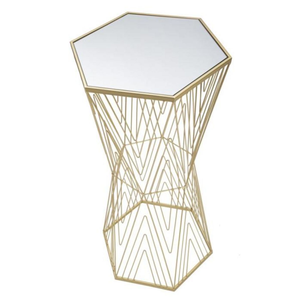 Paris Prix Table d'Appoint Hexagonale Design  Lines  80cm Or