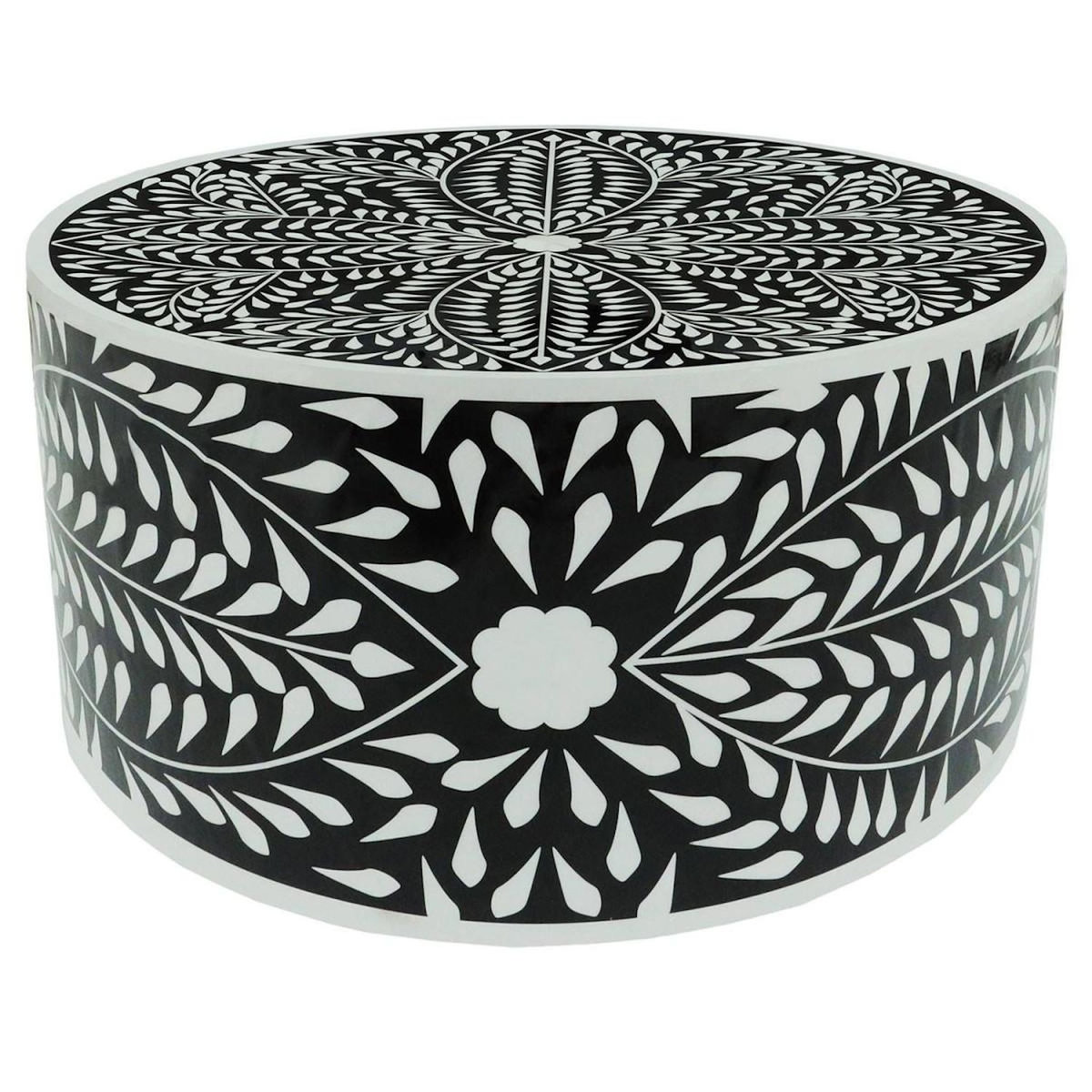 Paris Prix Table Basse Ronde  Flower  66cm Noir & Blanc