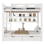 MERAX Lit superposé 90x200cm coloris blanc pin et mdf