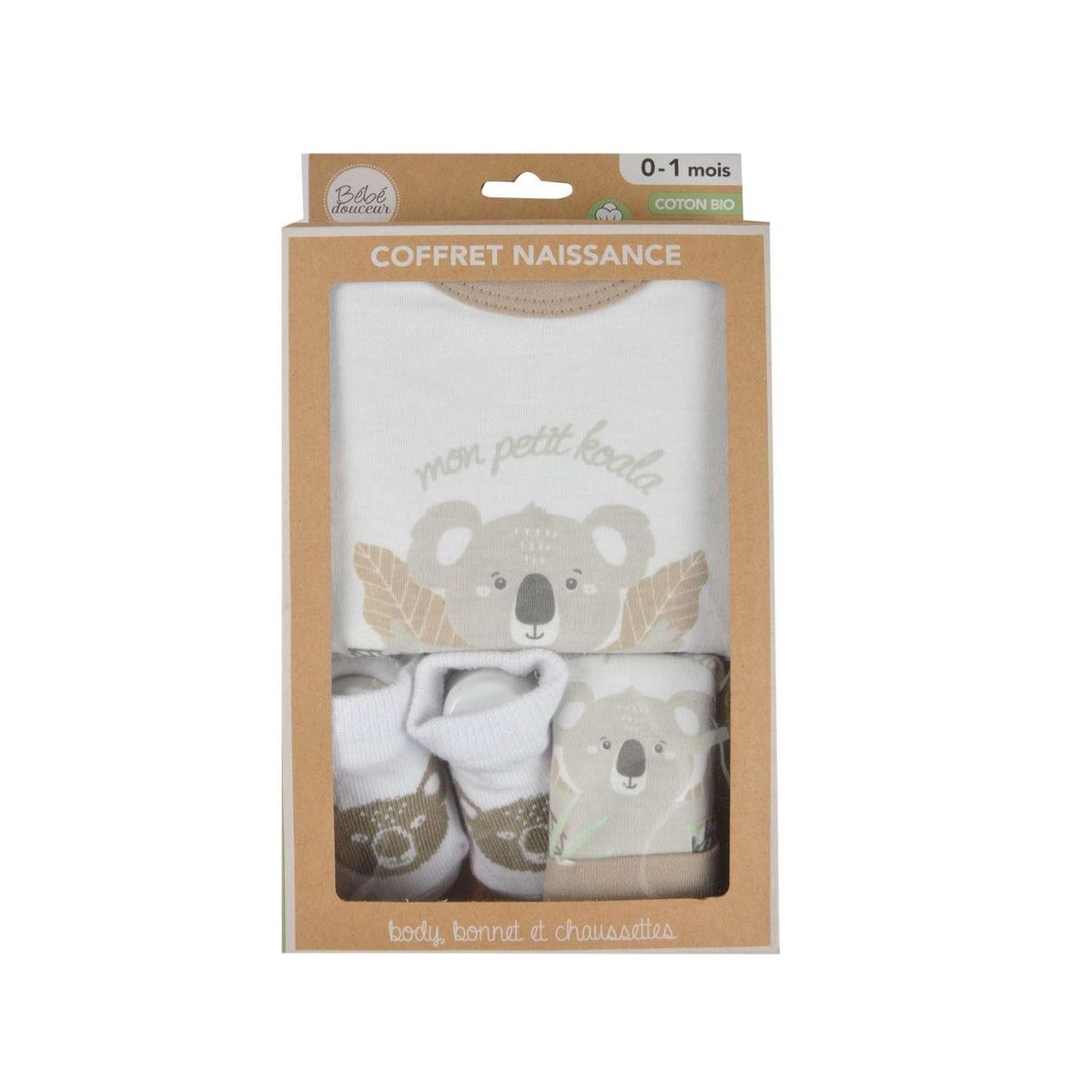 BEBE DOUCEUR Coffret de naissance avec body, bonnet et chaussettes