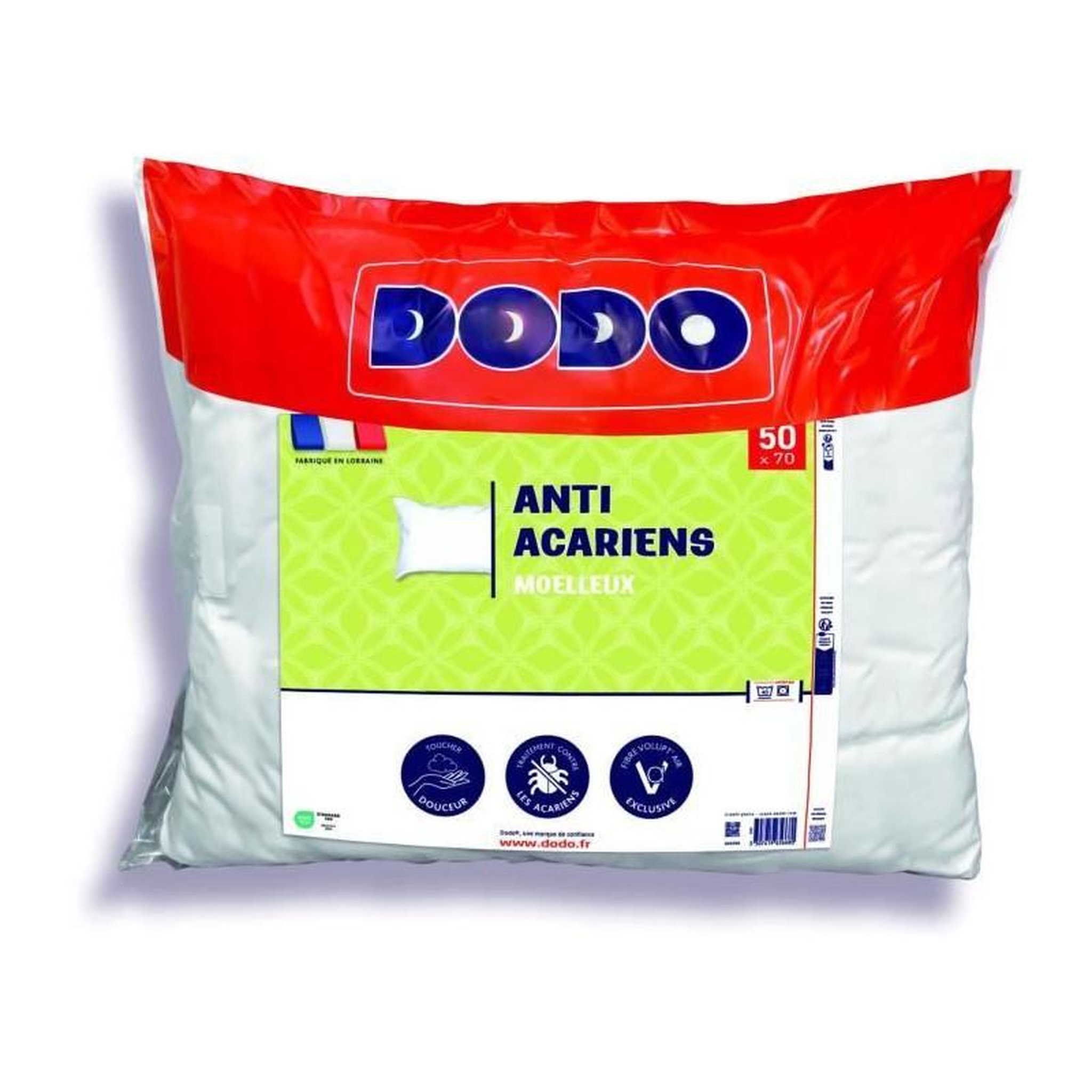 Voir la diapositive 4 : DODO Oreiller anti-acariens 50x70 cm - 100% Polyester - DODO