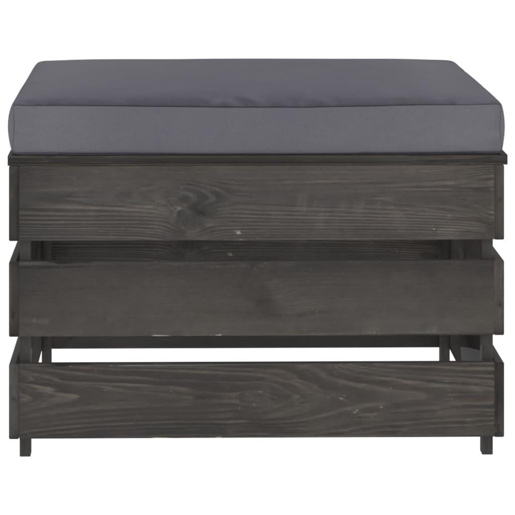Voir la diapositive 2 : VIDAXL Pouf sectionnel avec coussin Bois impregne de gris
