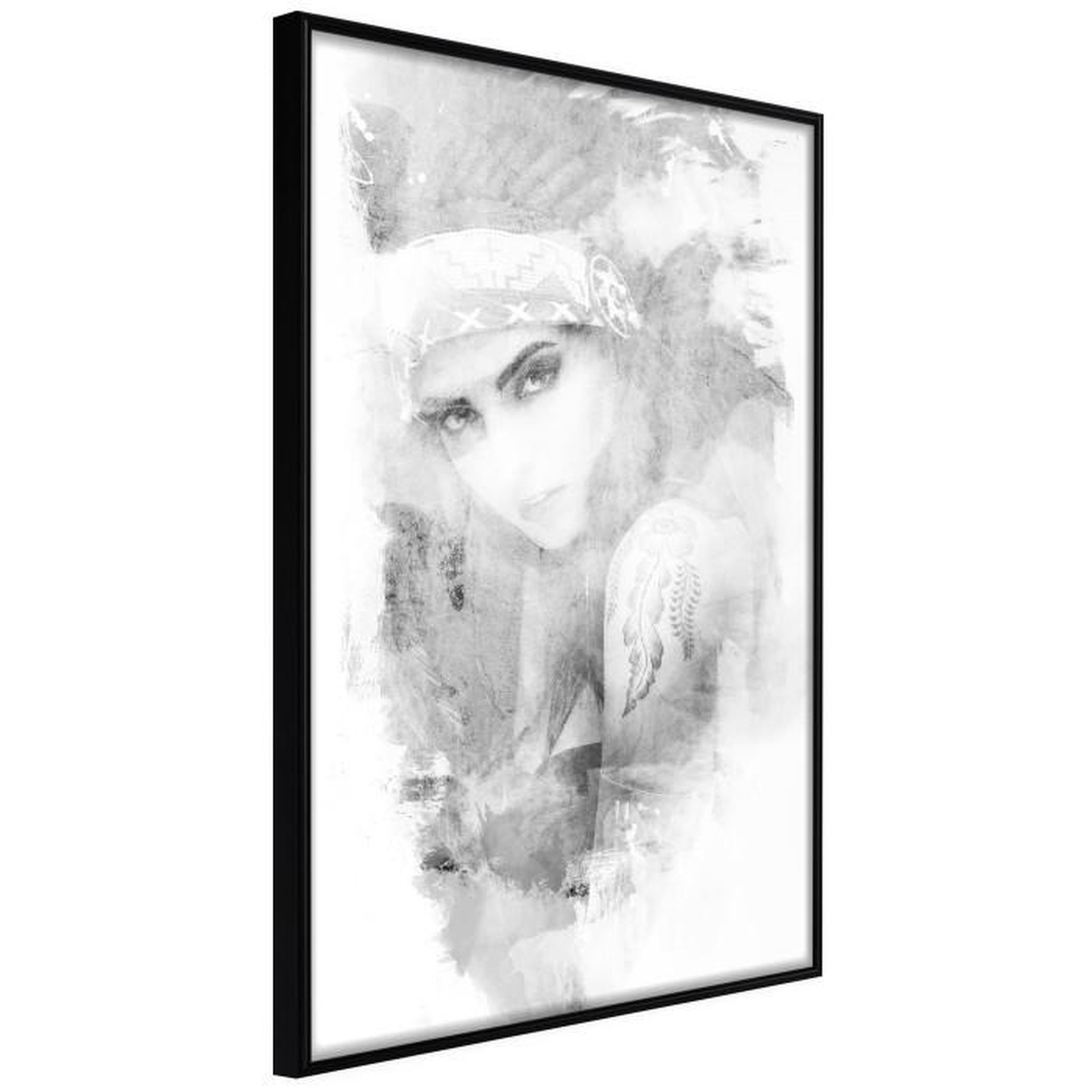 Paris Prix Affiche Murale Encadrée  Mysterious Look Grey. Coloris disponibles : Noir, Jaune