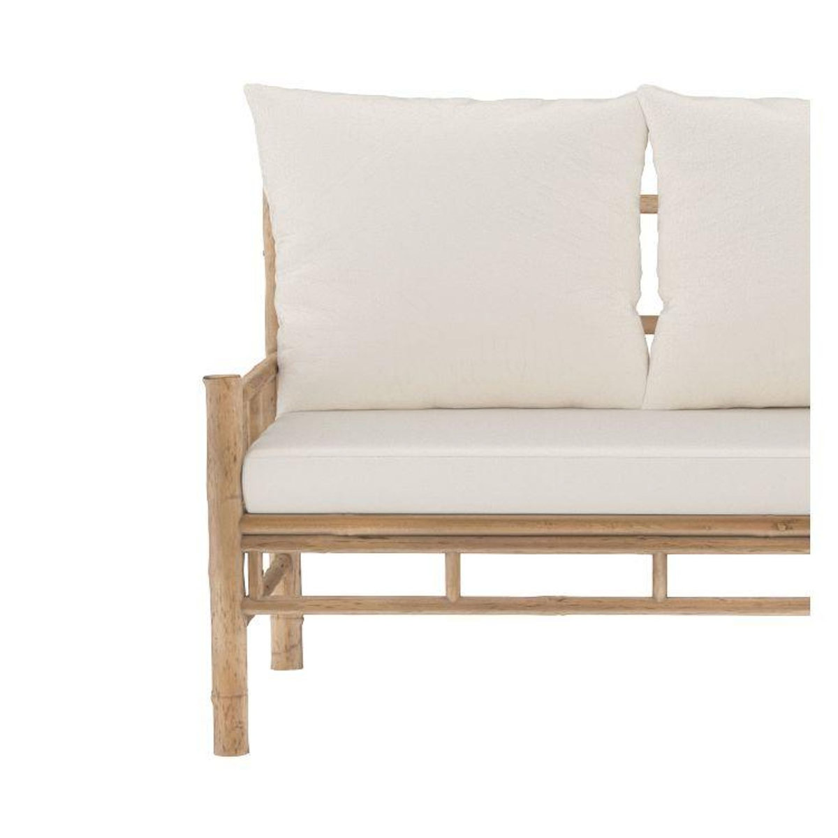 Rendez vous déco Canapé d'angle de jardin 4/5 places en bambou et coussins blancs-Vadella