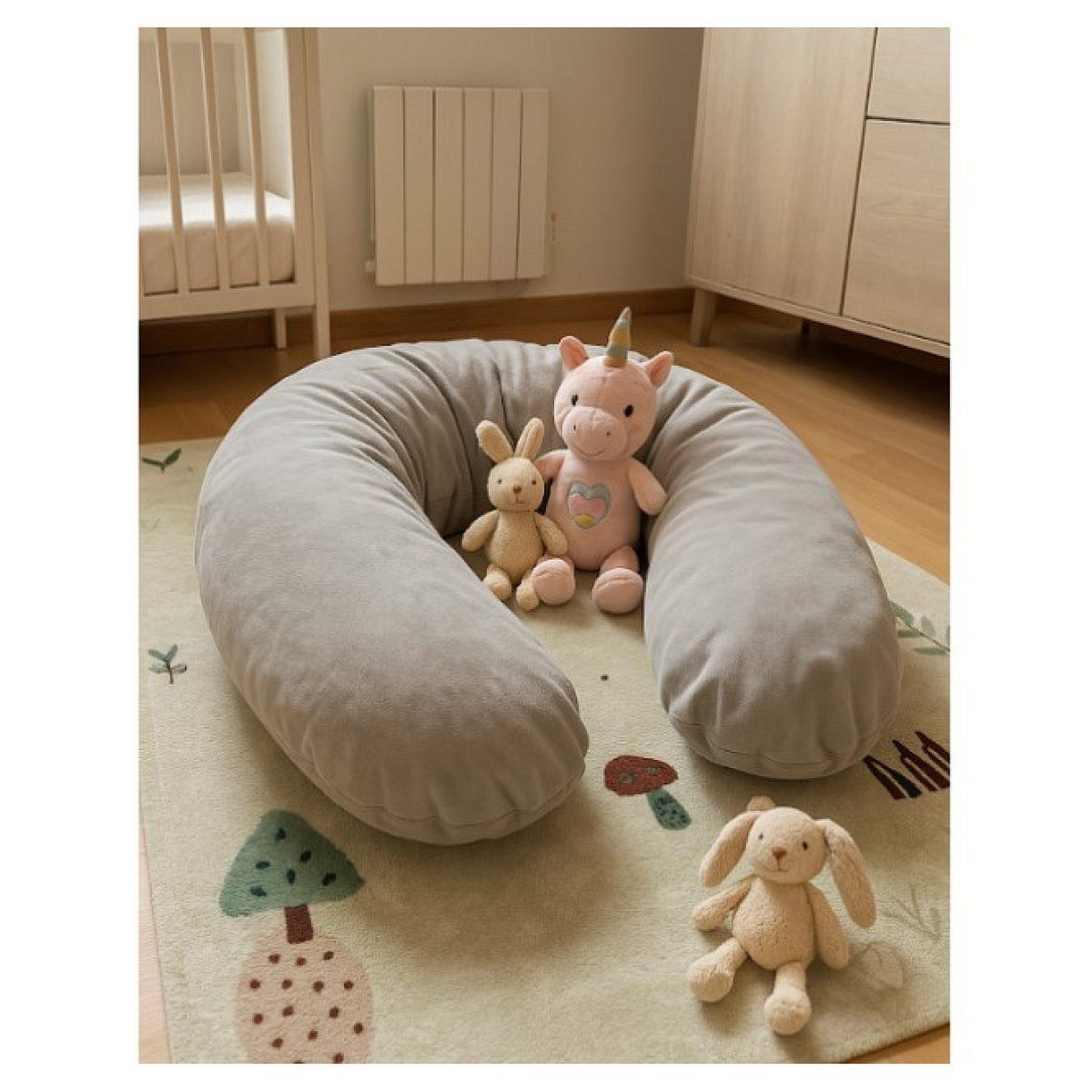 Voir la diapositive 2 : COUPEY Coussin d'allaitement 205 cm-  polyester velours  gris