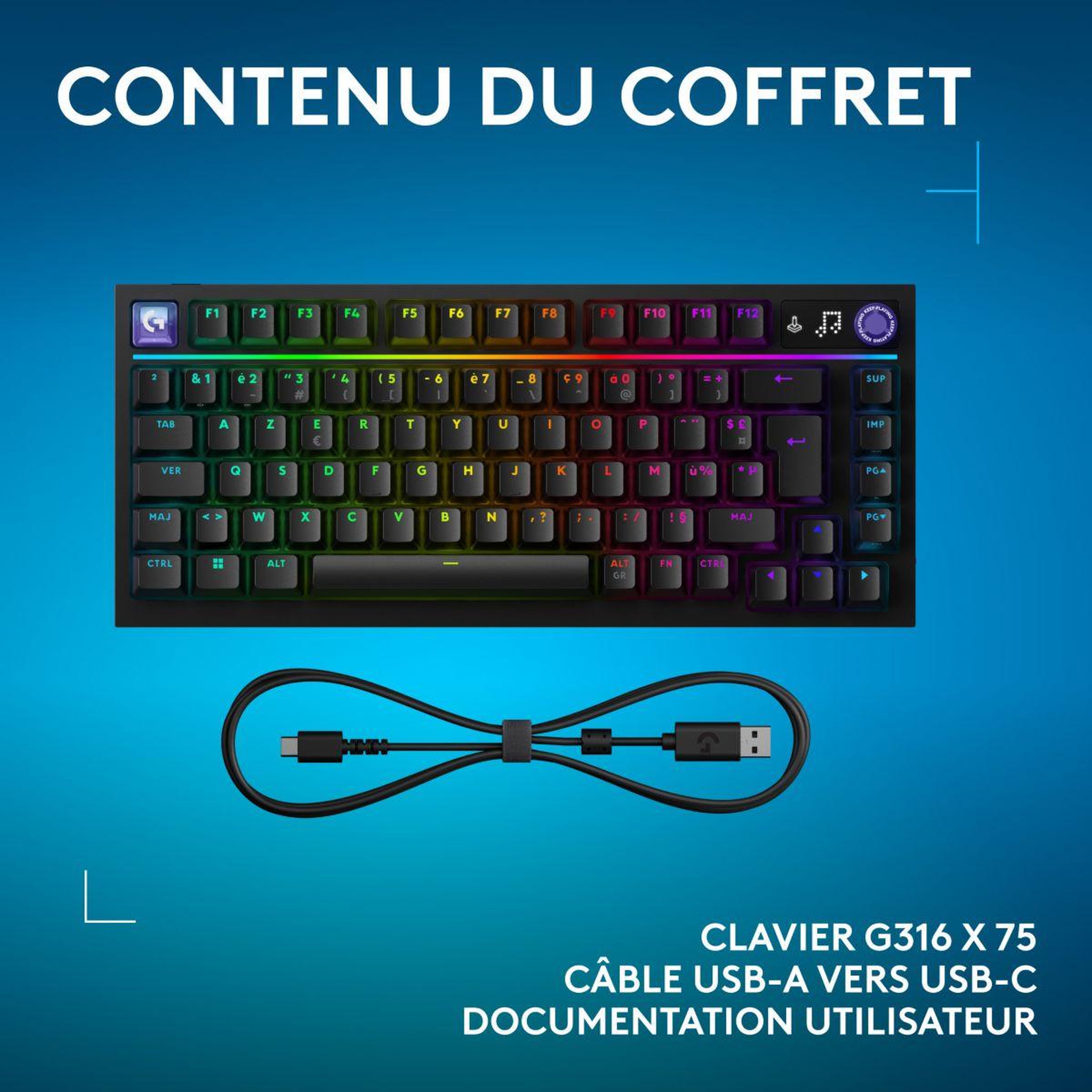 Voir la diapositive 5 : Logitech Clavier gamer sans fil G316 X 75 Noir
