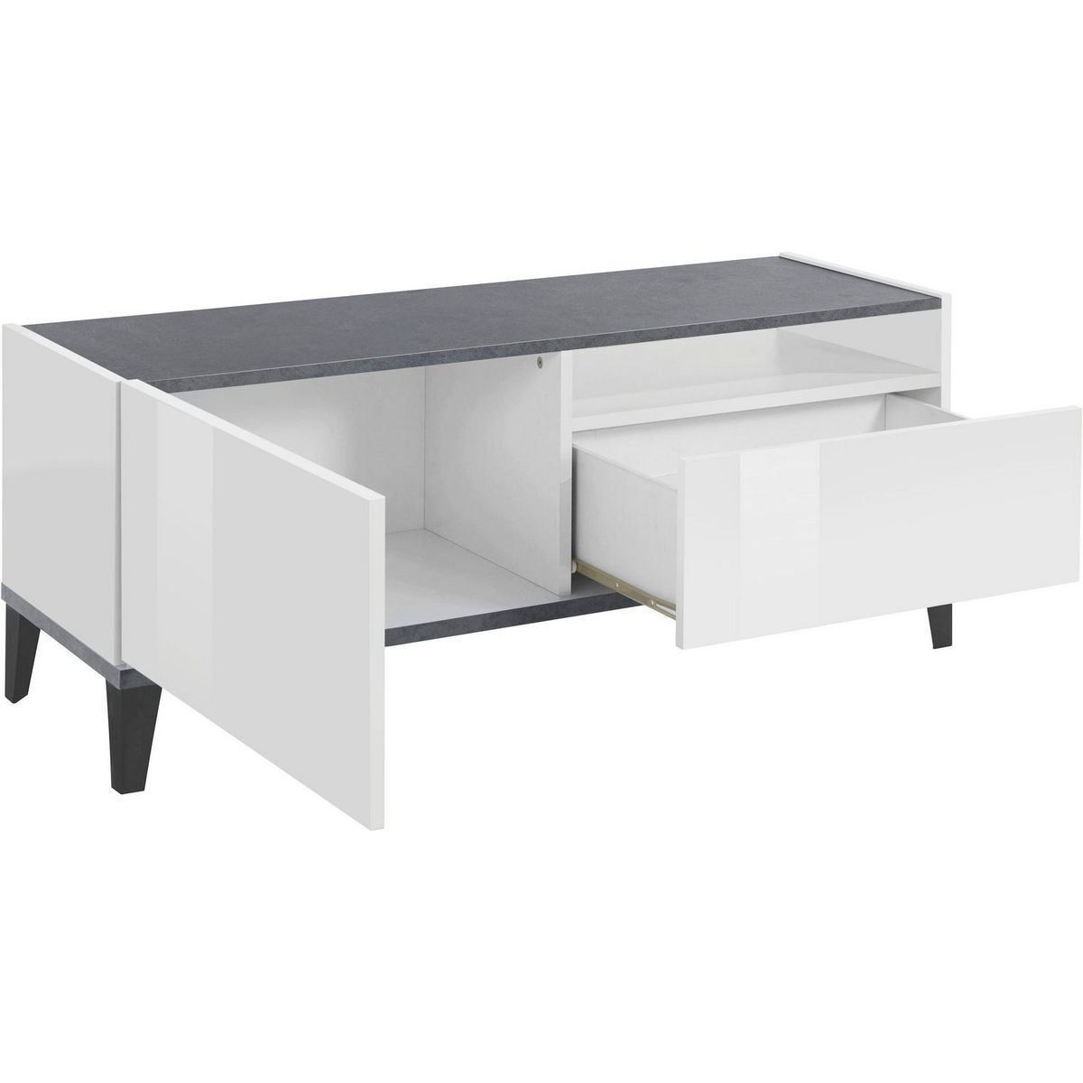 Meuble TV moderne 1 porte 1 tiroir L120cm BARI