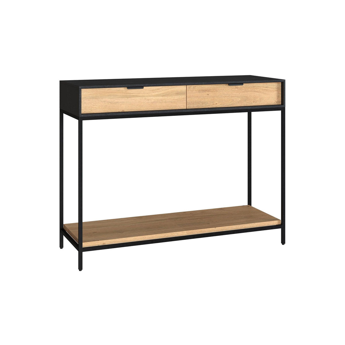 Rendez vous déco Console 2 tiroirs en bois d'acacia et pieds en métal noir-Jakson