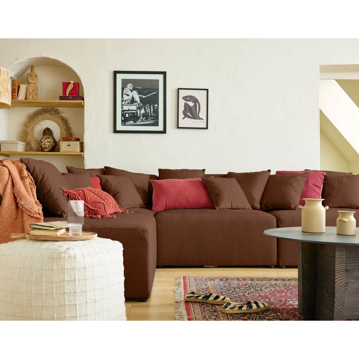 LISA DESIGN Amalfi - canapé modulable d'angle réversible - 4 places - en tissu