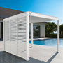 Voir la diapositive 2 : SWEEEK Pergola bioclimatique aluminium 3x3m V2 + 3 persiennes 100 cm Triomphe