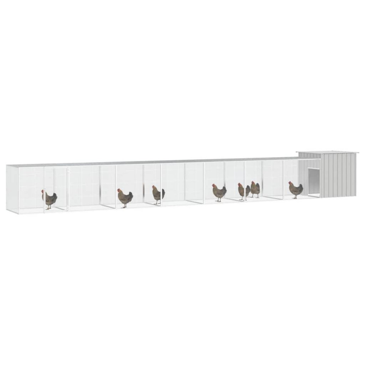 VIDAXL Cage pour poules Gris 800x91x100 cm Acier galvanise