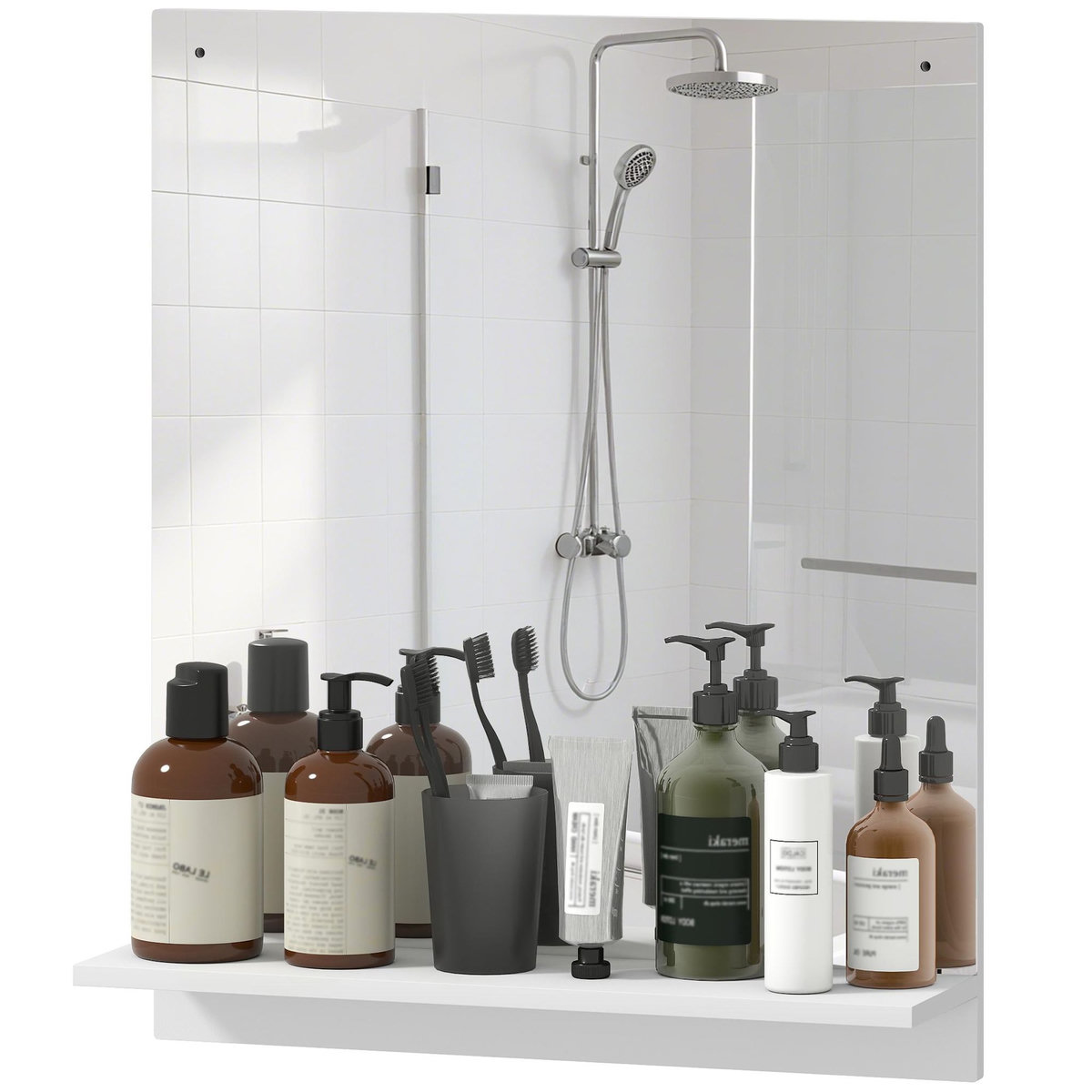 HOMCOM Miroir mural salle de bain - étagère - 50 x 60 cm - blanc