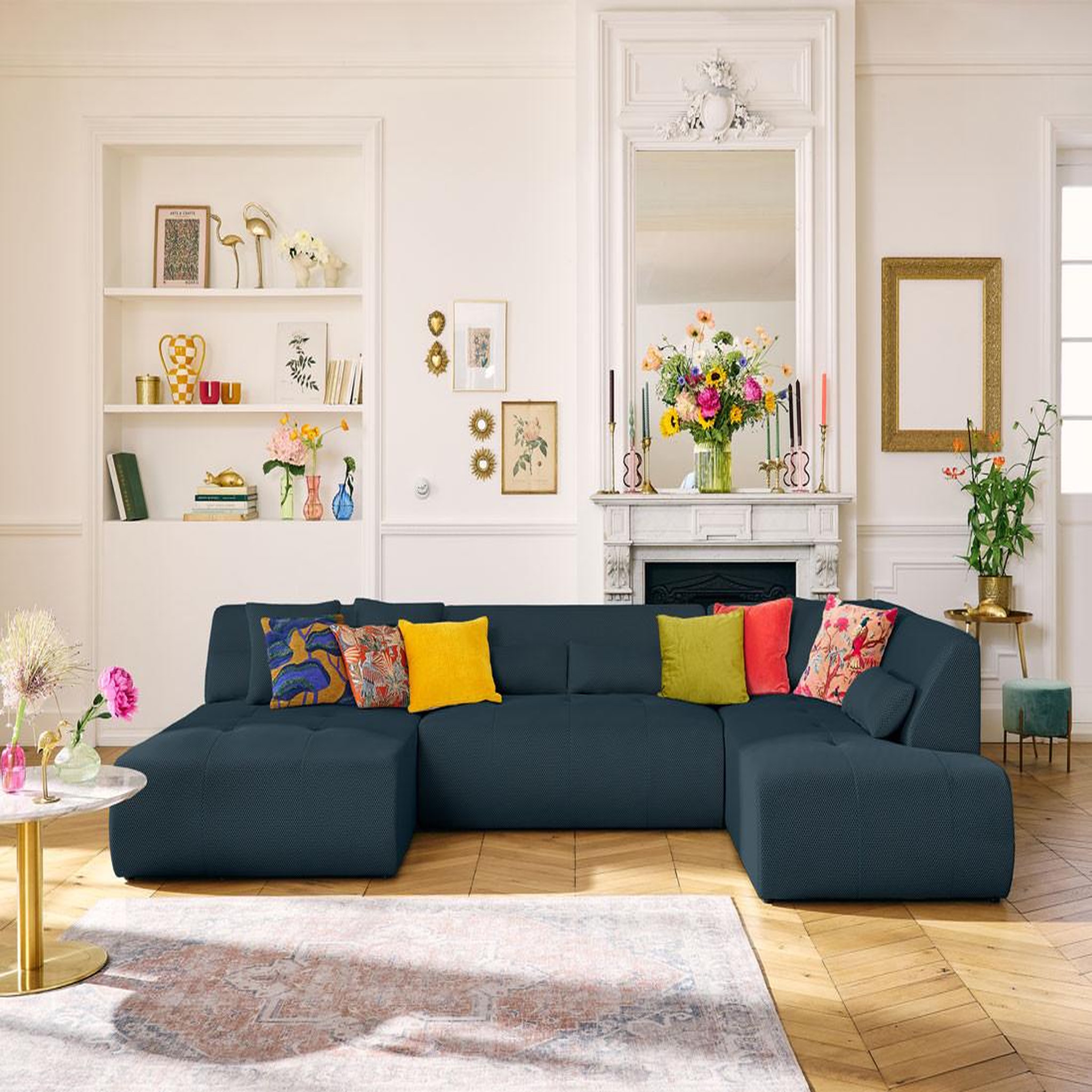 Voir la diapositive 1 : LISA DESIGN Onyx - canapé panoramique modulable d'angle droit - 7 places - en tissu mailles 3d