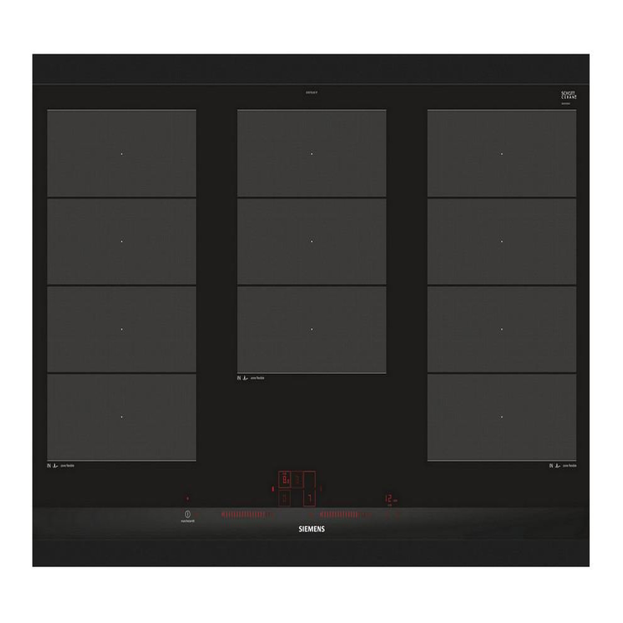 Voir la diapositive 1 : Siemens Table de cuisson à induction 90cm 5 feux 11100w noir - ex975lxc1f