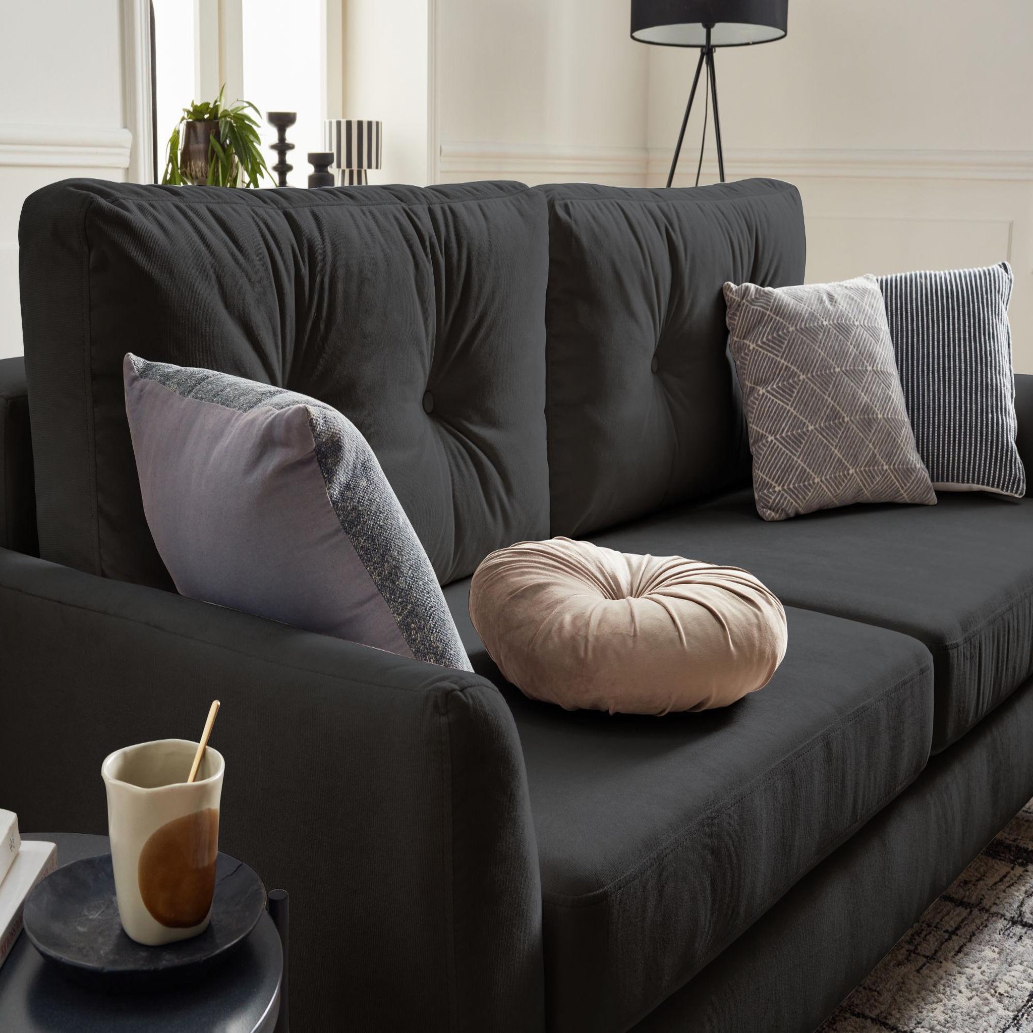 Voir la diapositive 5 : BEST MOBILIER Nils - canapé droit 3 places convertible - avec coffre de rangement - velours