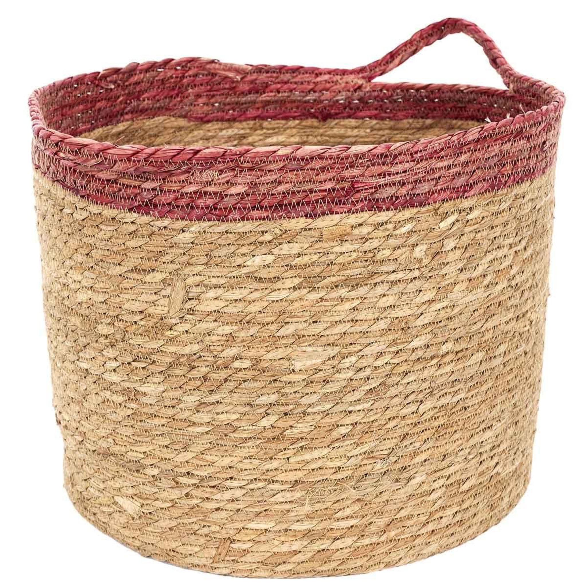 Voir la diapositive 4 : The Home Deco Factory Lot de 3 paniers déco  bicolore tressé  35cm rose