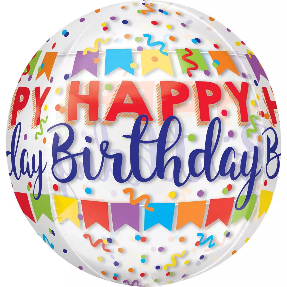  Ballon Aluminum rond : Happy Birthday : 38 x 40 cm