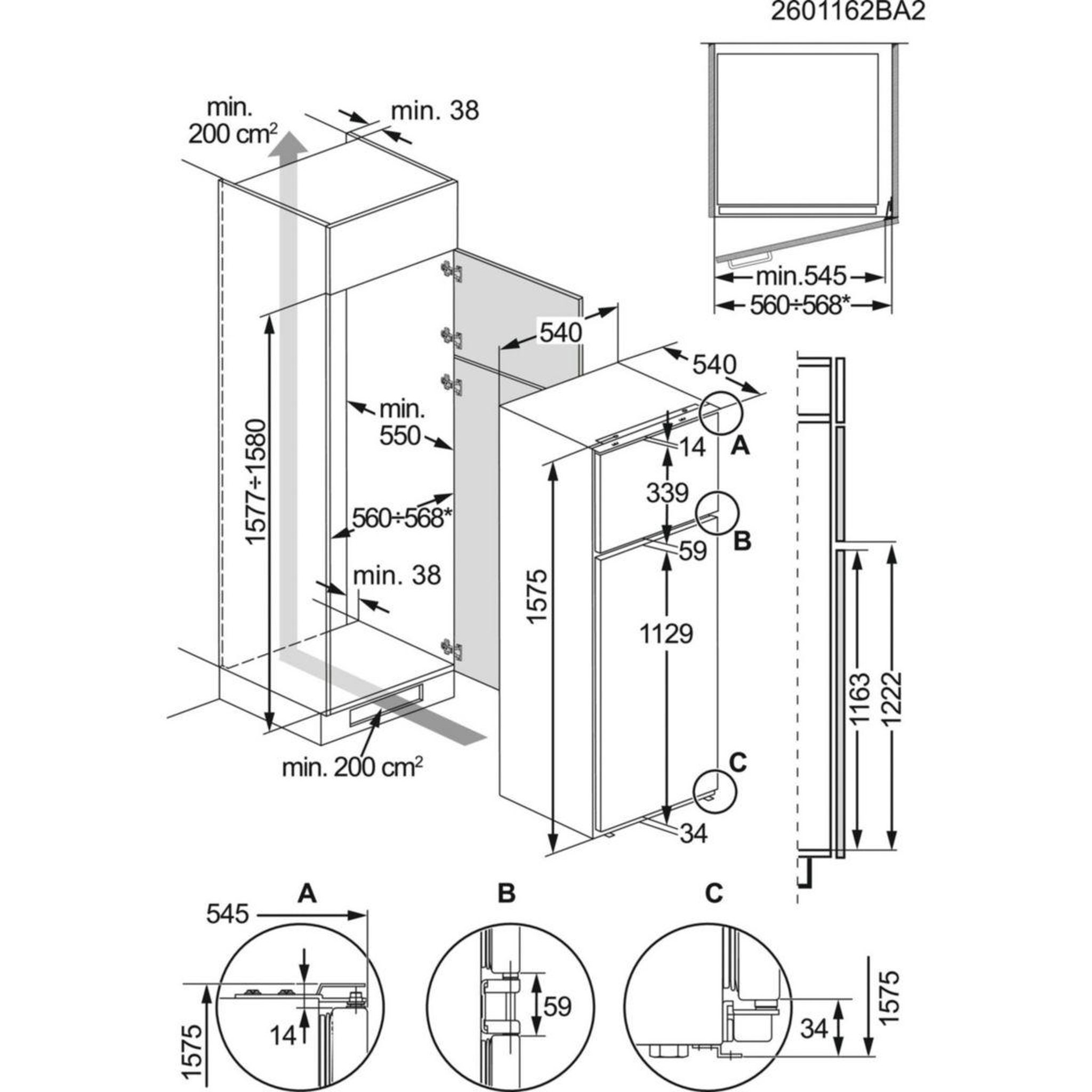 Voir la diapositive 5 : ELECTROLUX Réfrigérateur 2 portes encastrable ets3le16s