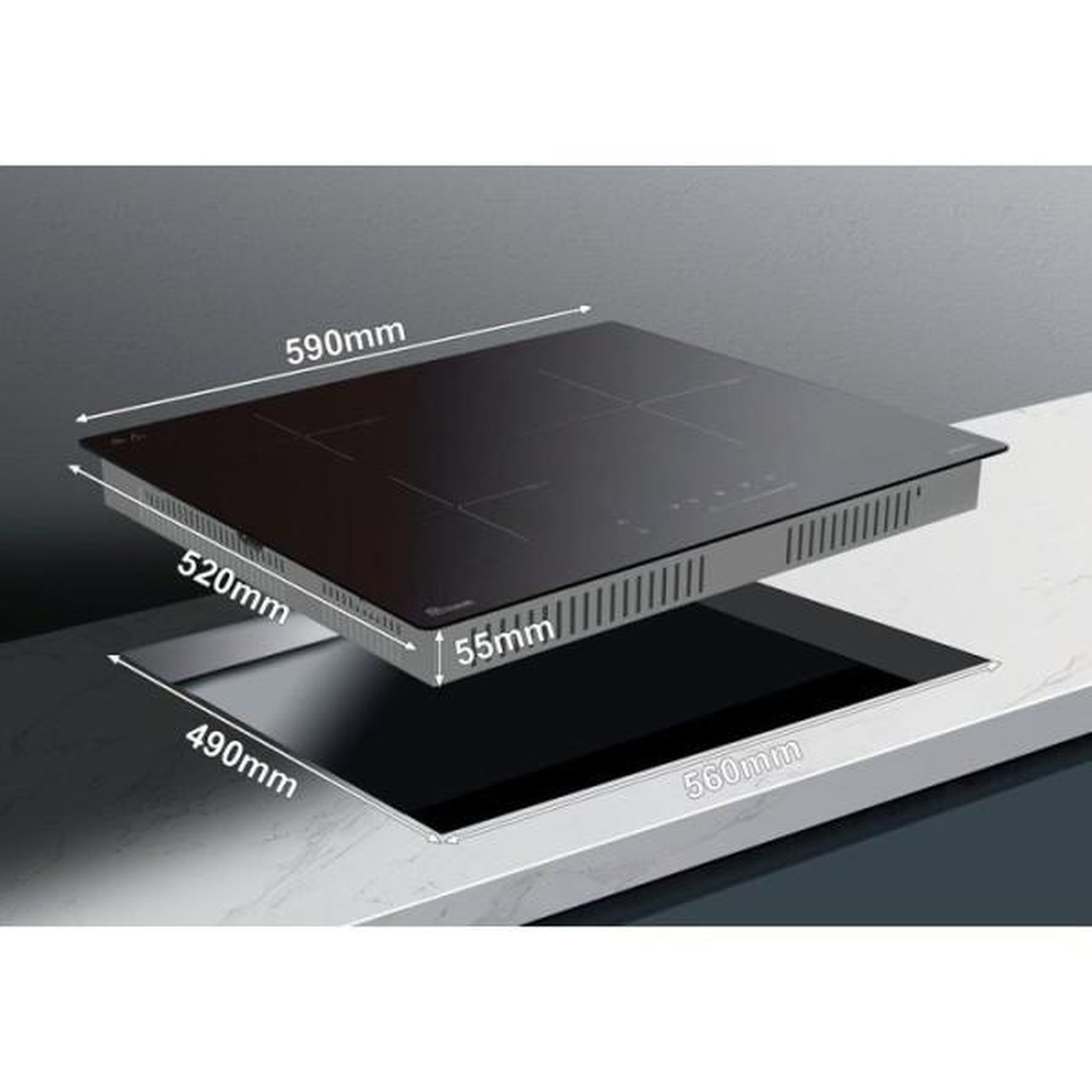 Voir la diapositive 2 : TRIOMPH Plaque induction - TRIOMPH - 3 foyers - 60 cm - Zone 28 cm