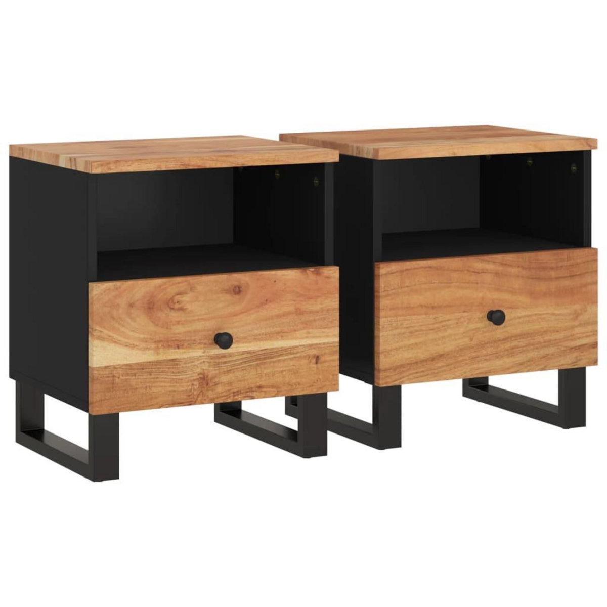 VIDAXL Tables de chevet 2 pcs Bois d'acacia solide et d'ingenierie