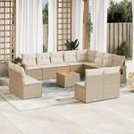 VIDAXL Salon de jardin avec coussins 13 pcs beige resine tressee