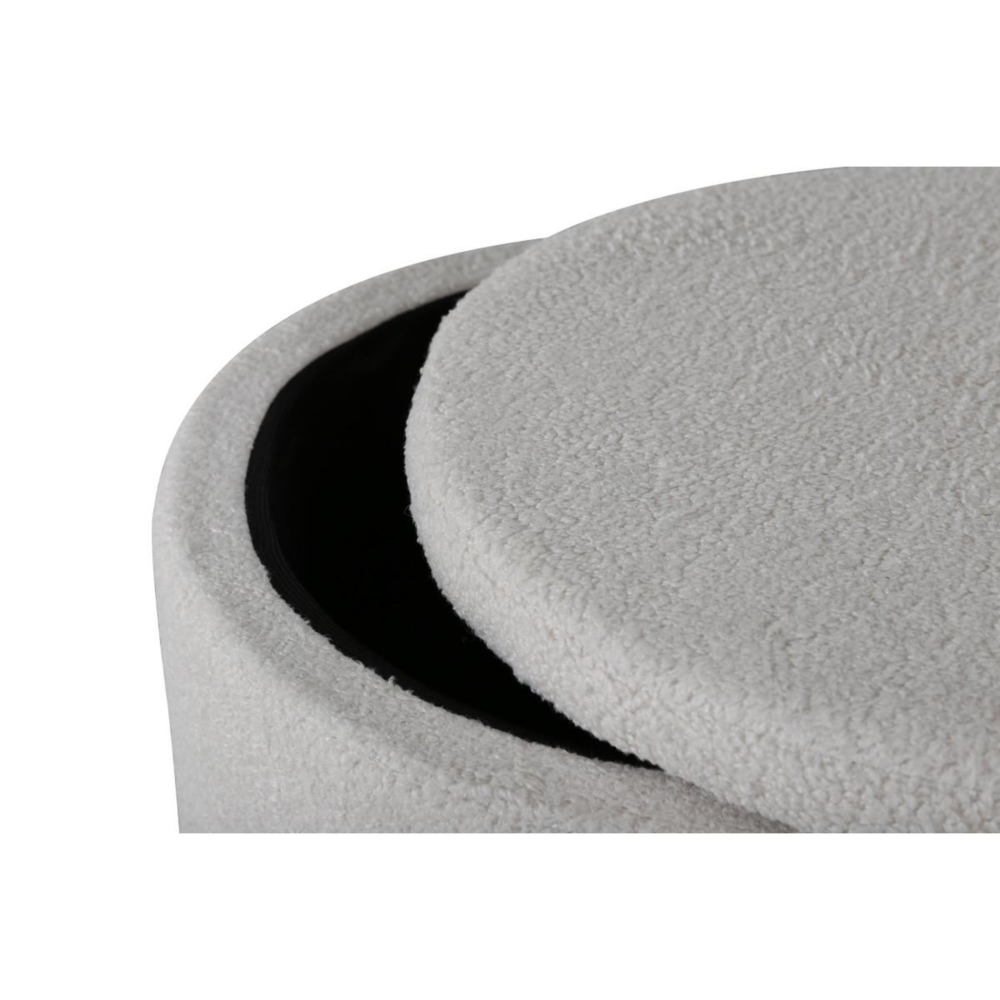 Voir la diapositive 5 : Paris Prix Pouf coffre tissu bouclette  dunken  51cm blanc