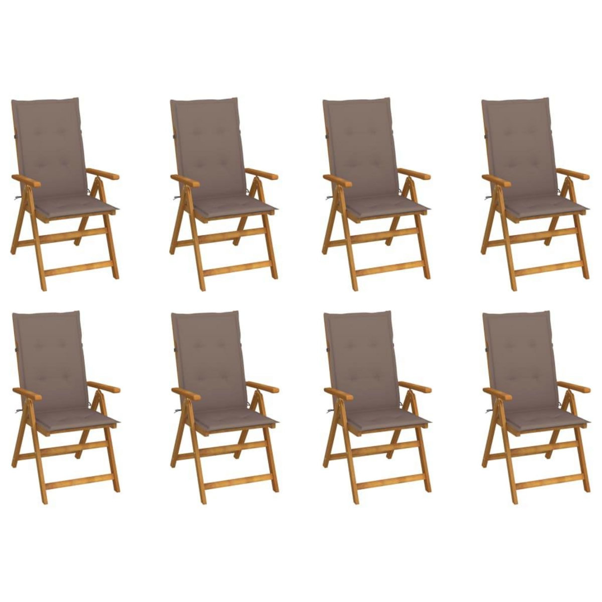 VIDAXL Chaises pliables de jardin avec coussins lot de 8 Bois d'acacia