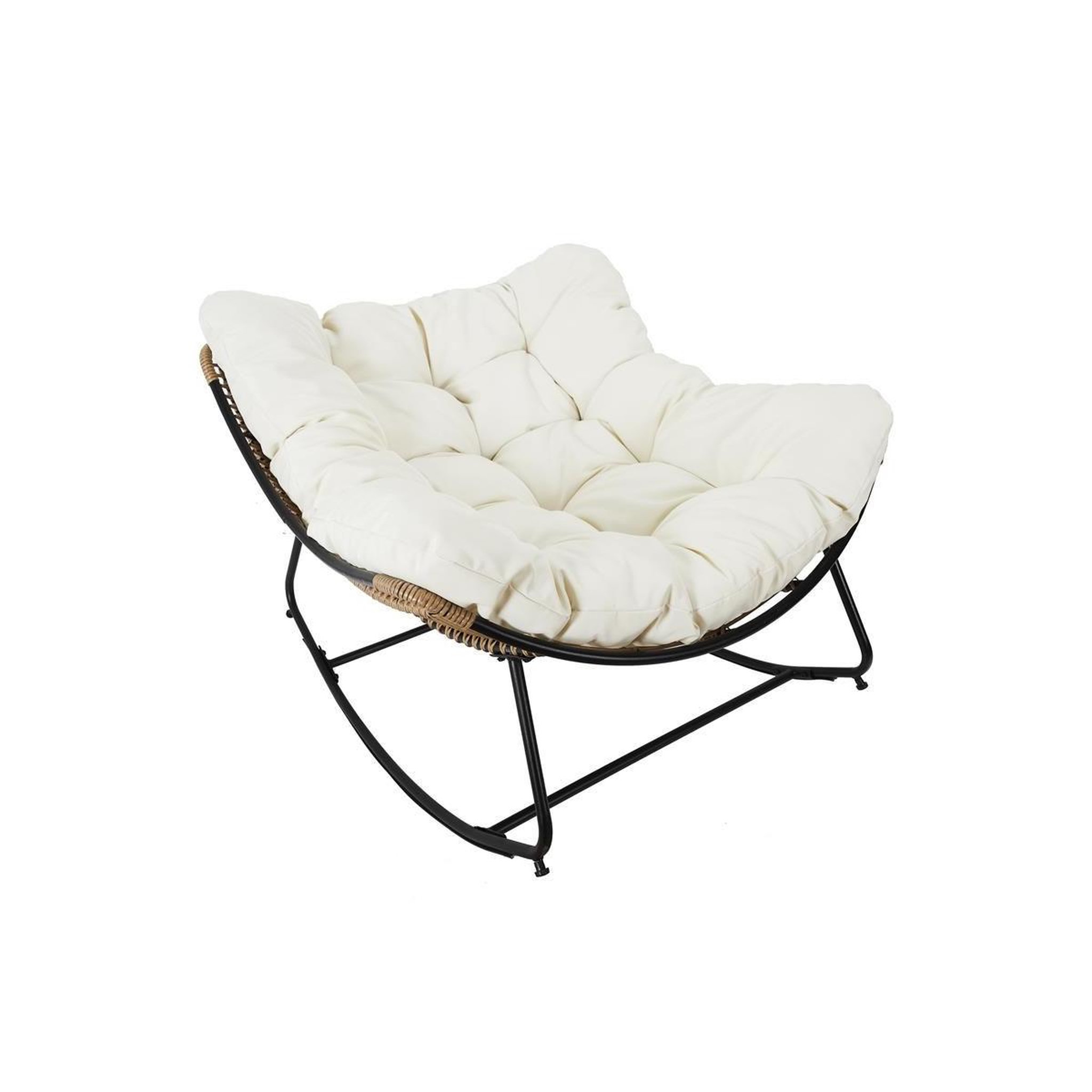 The Home Deco Factory Fauteuil à Bascule & Coussin  Tulum  114cm Beige