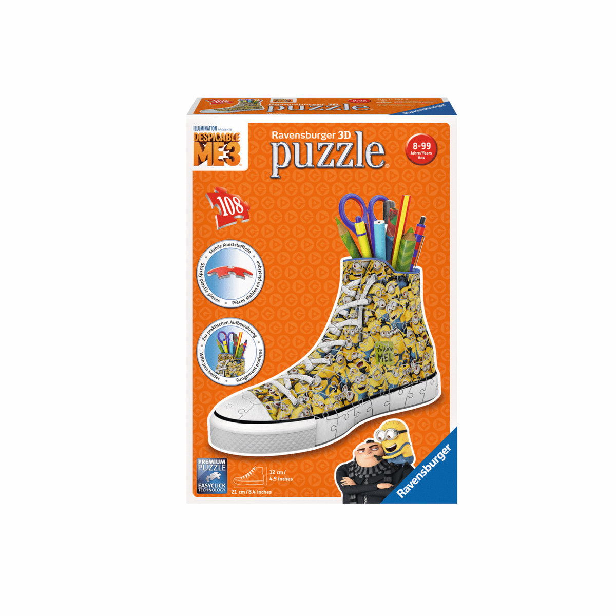RAVENSBURGER Puzzle 3D 108 pièces : Sneaker - Pot à crayons les Minions