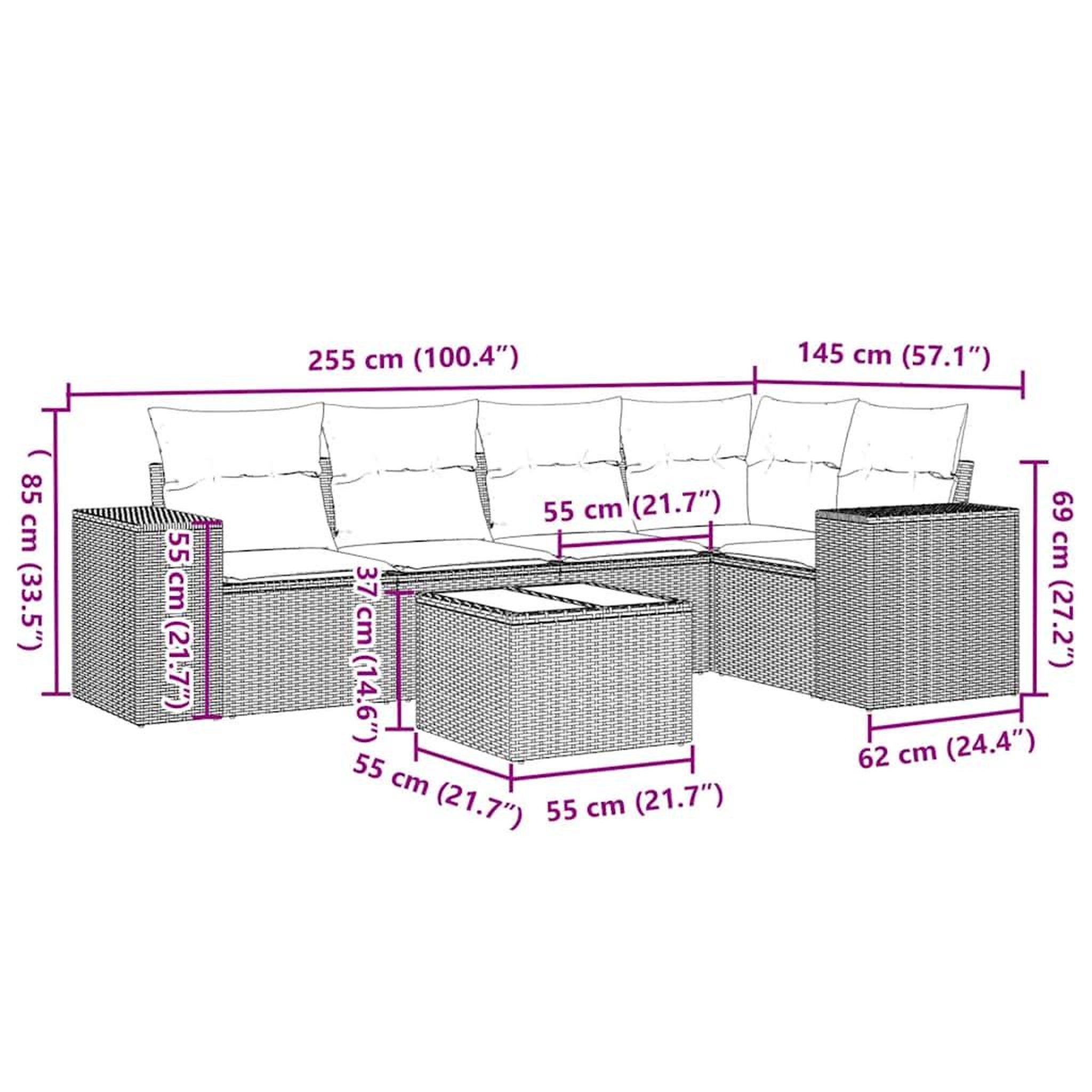 Voir la diapositive 4 : VIDAXL Salon de jardin 6 pcs avec coussins gris clair resine tressee
