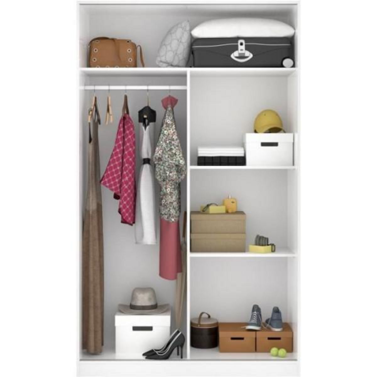 MARKET24 Armoire de chambre - Blanc - 2 portes coulissantes - 120 x 50 x 204 cm