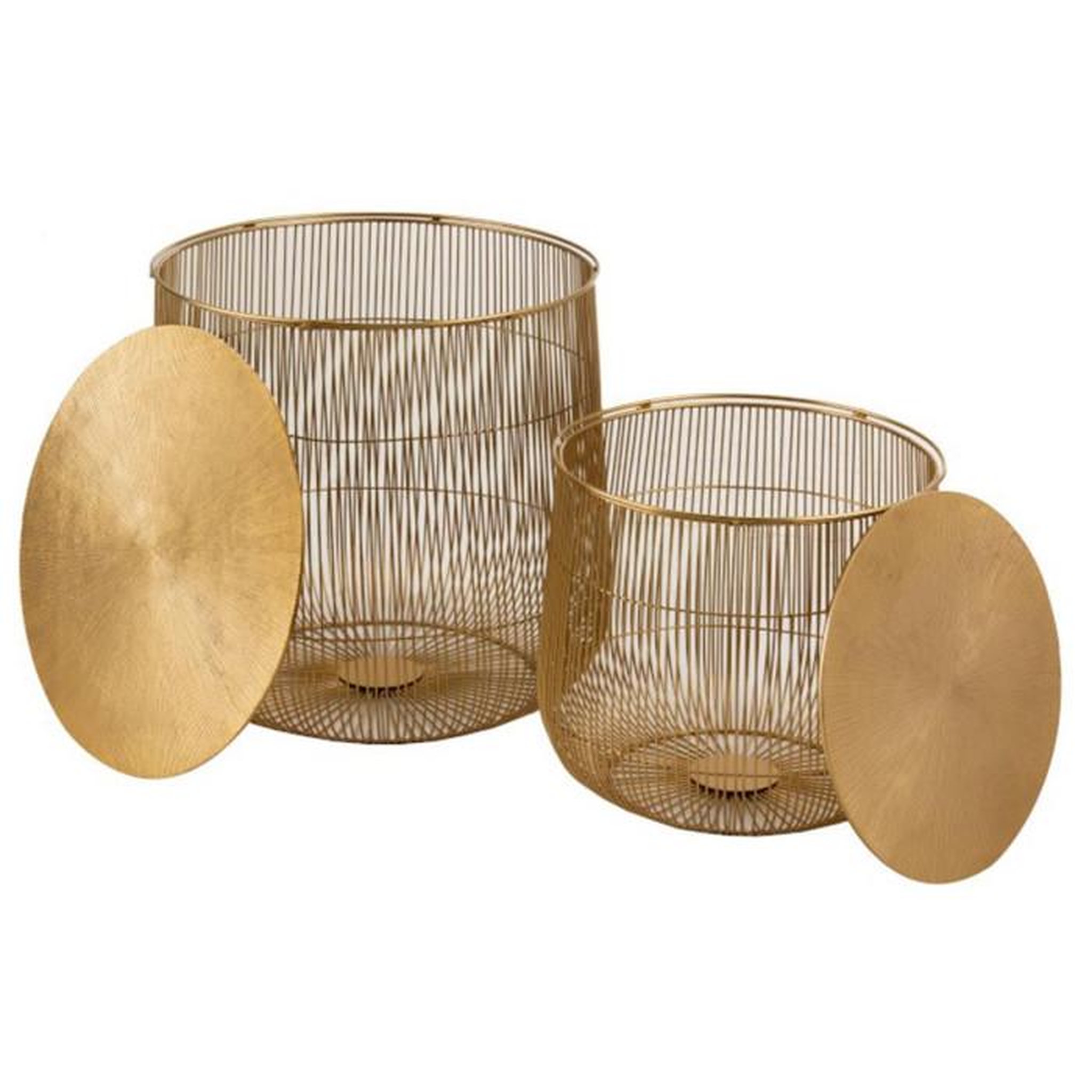 Voir la diapositive 4 : Paris Prix Lot de 2 Tables d'Appoint  Panier  49cm Or
